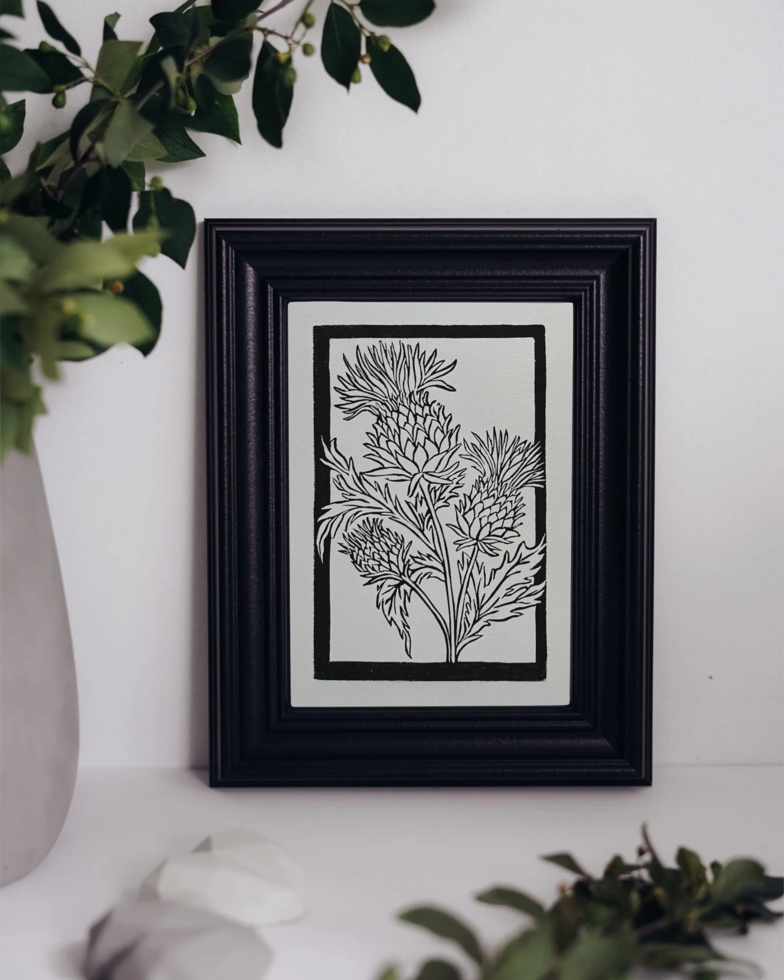 Thistle Linocut Print