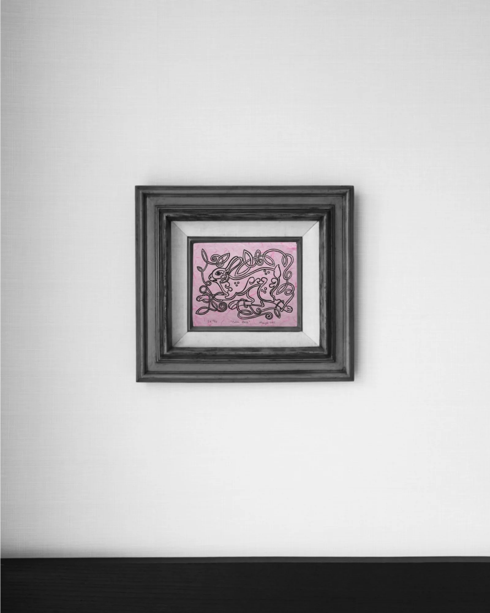 Celtic hare framed light pink.jpg