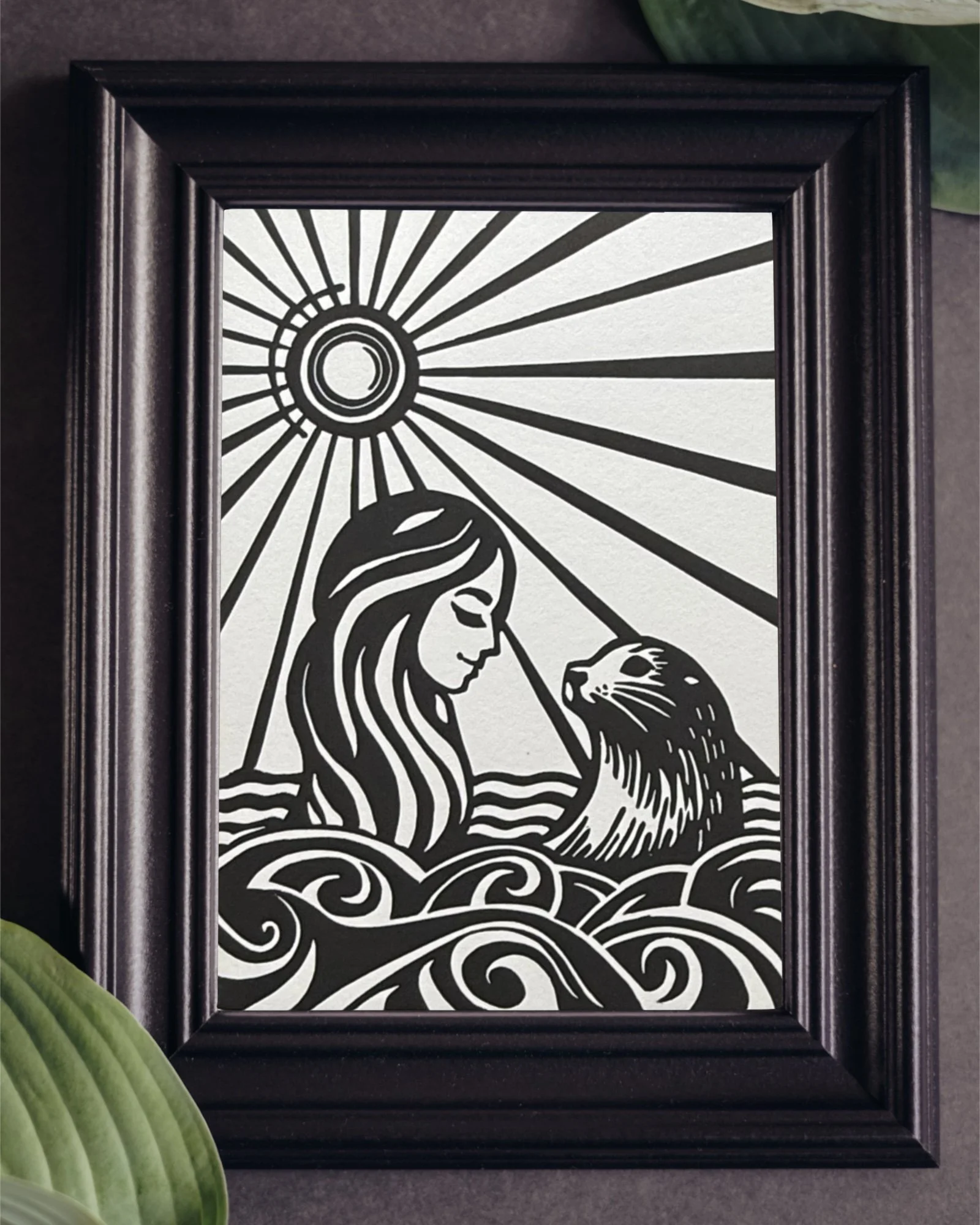 Returning to the Sea Linocut Print