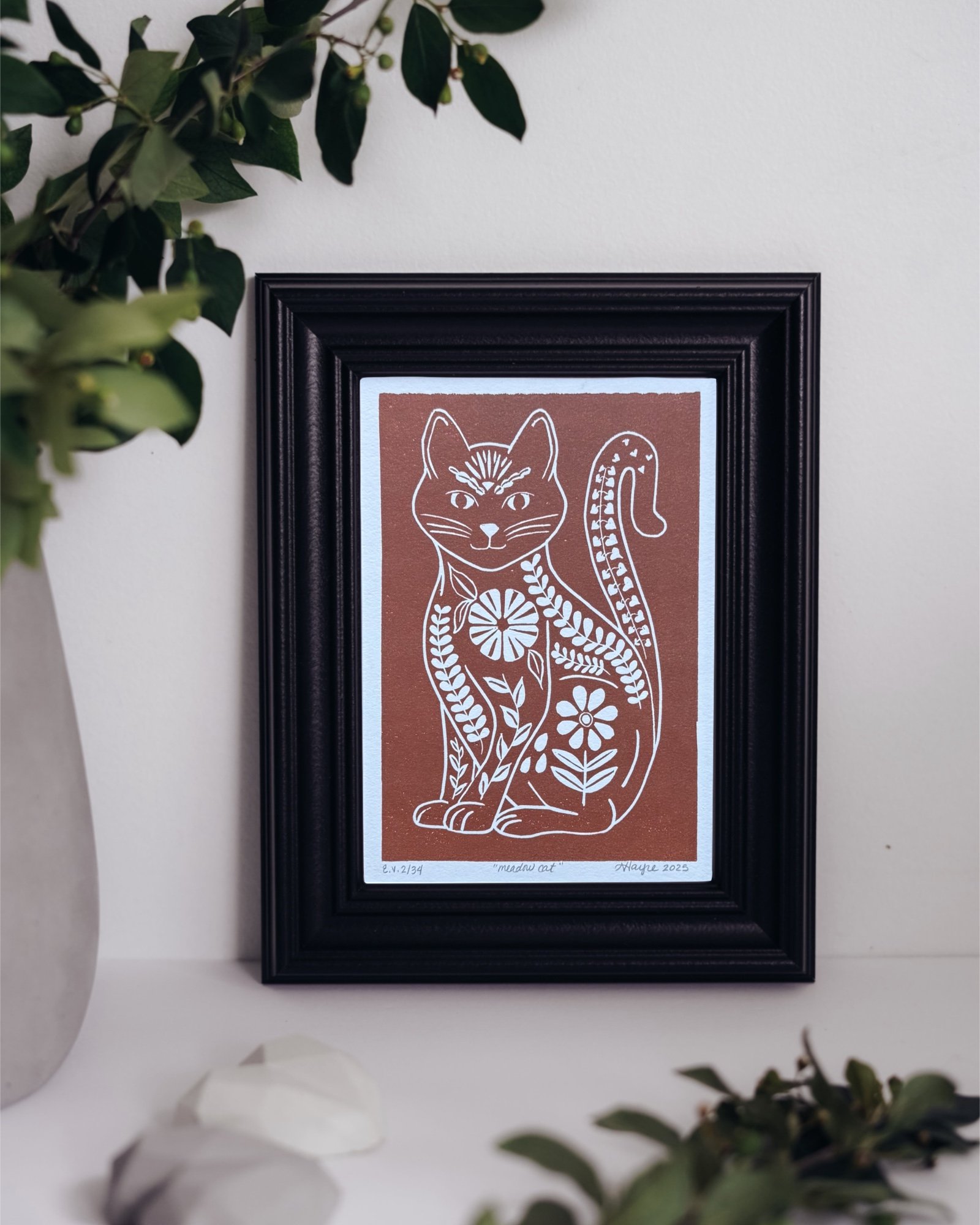 Meadow Cat Brick Red 6x8 Framed.jpg