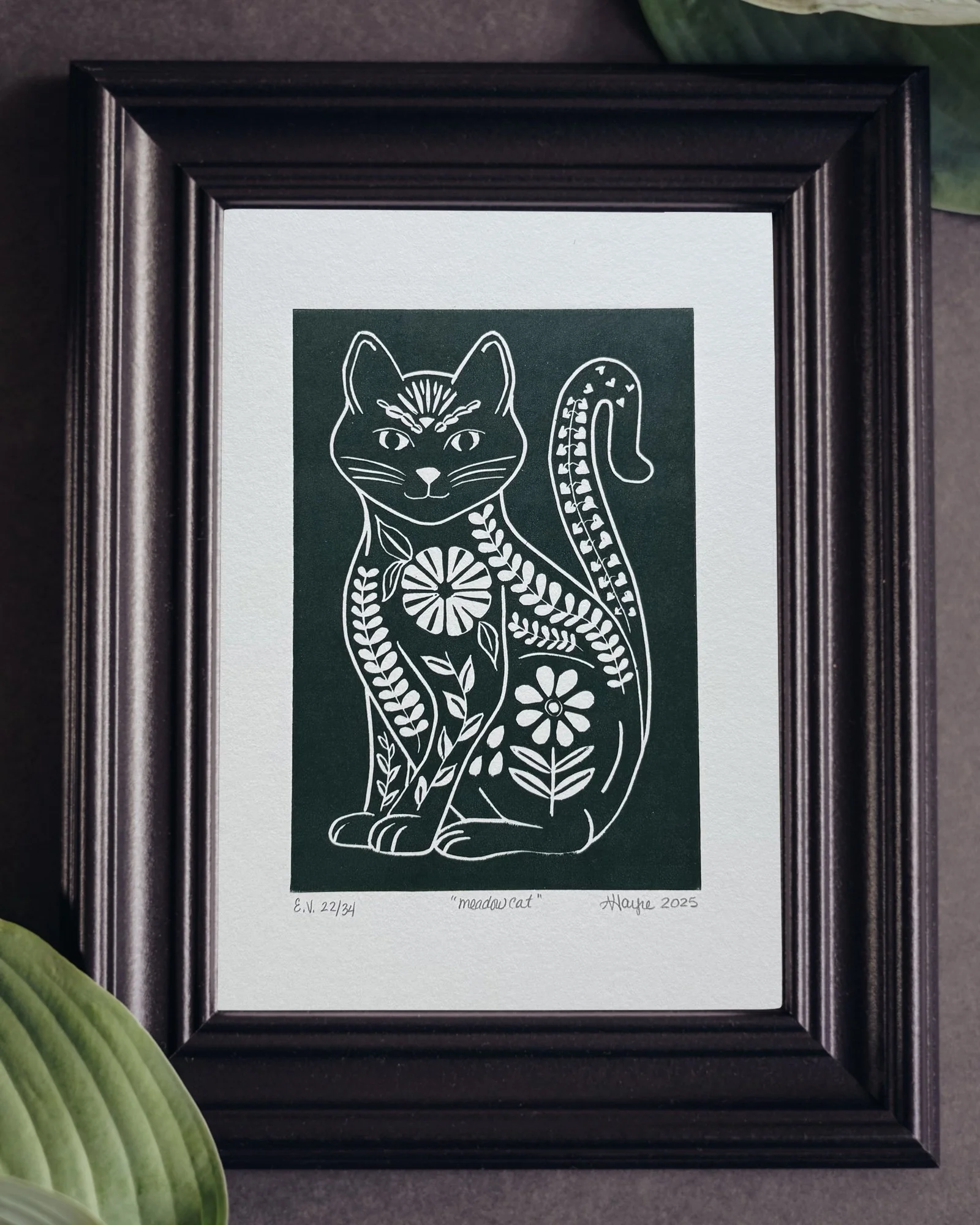 Meadow Cat Forest Green 8.5x11 Framed.jpg