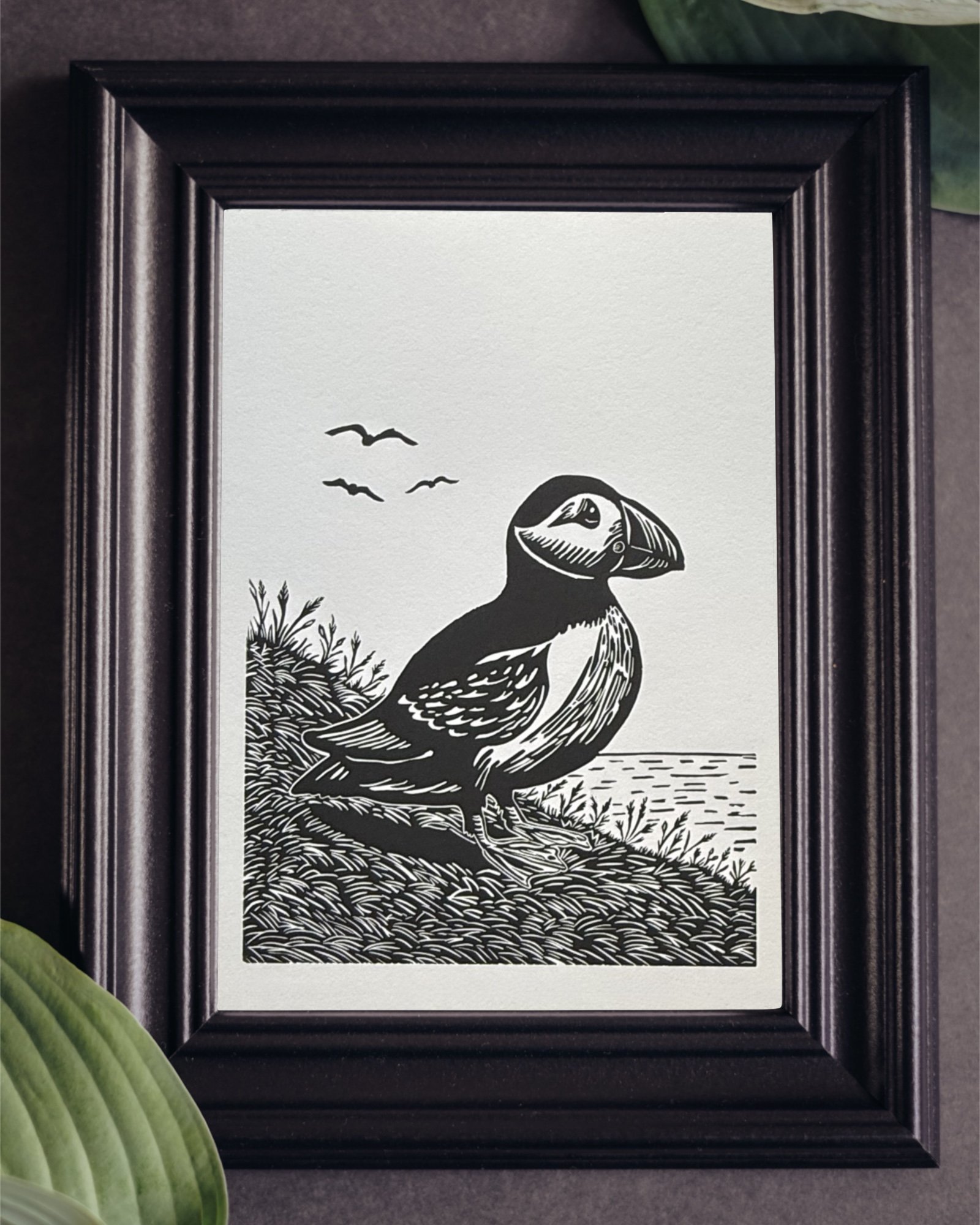 Atlantic Puffin Linocut Print
