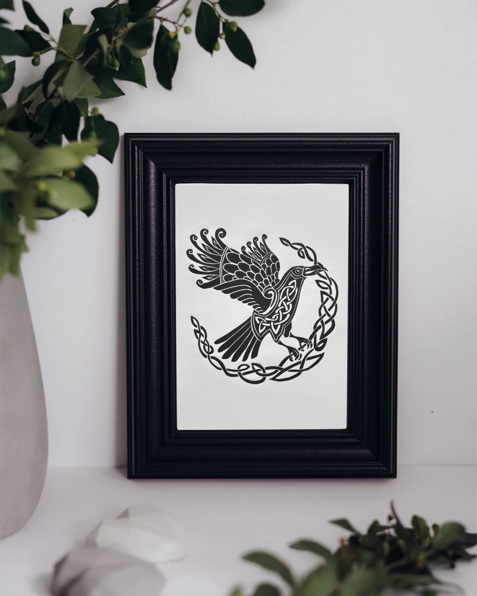 The Morrígan Linocut Print
