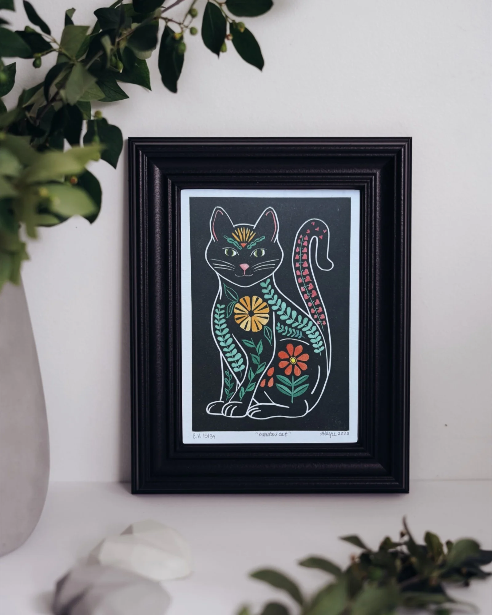 Meadow Cat Watercolor 6x8 Framed.jpg