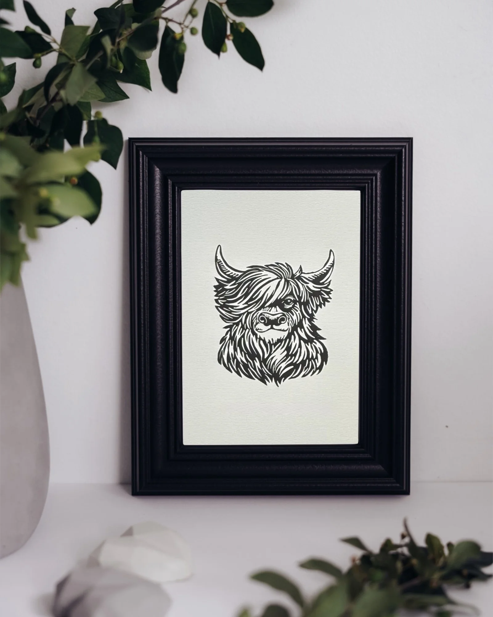Highland Cow Linocut Print