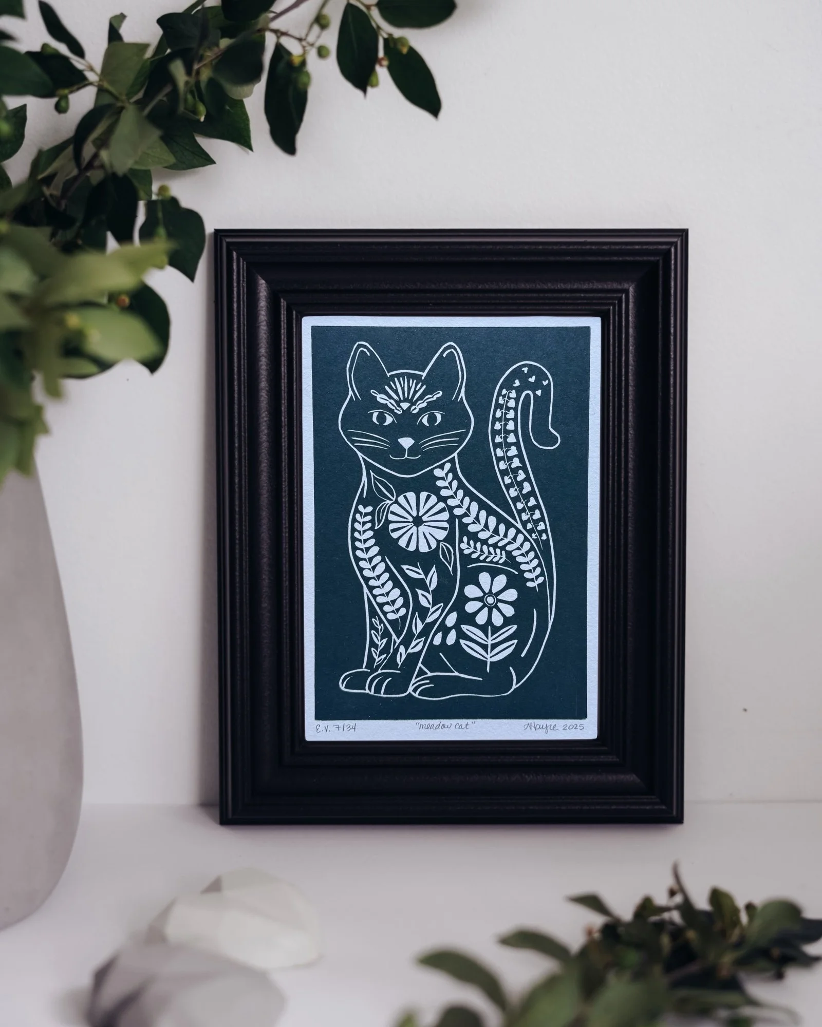Meadow Cat Dark Teal 6x8 Framed.jpg