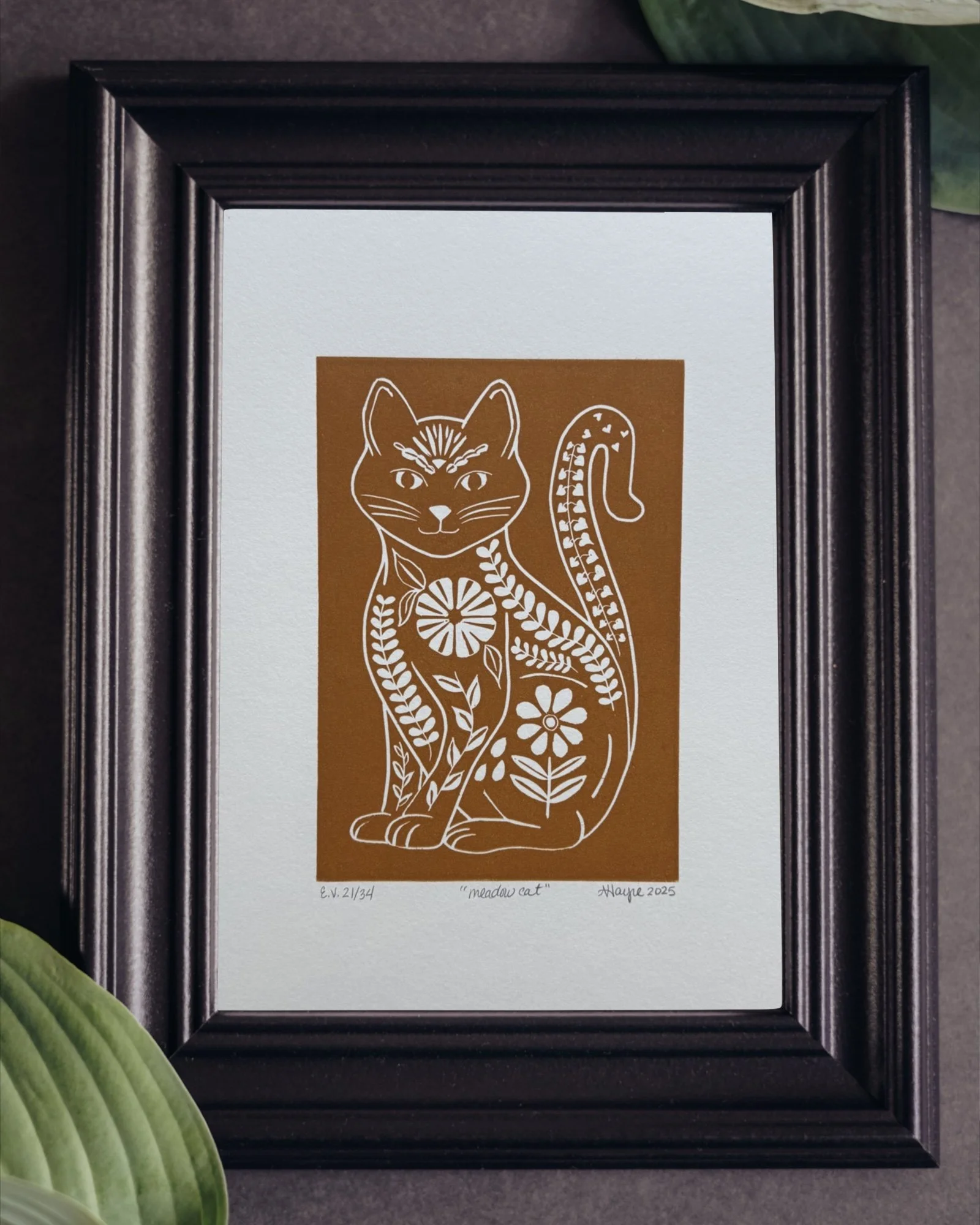Meadow Cat Mustard Yellow 8.5x11 Framed.jpg