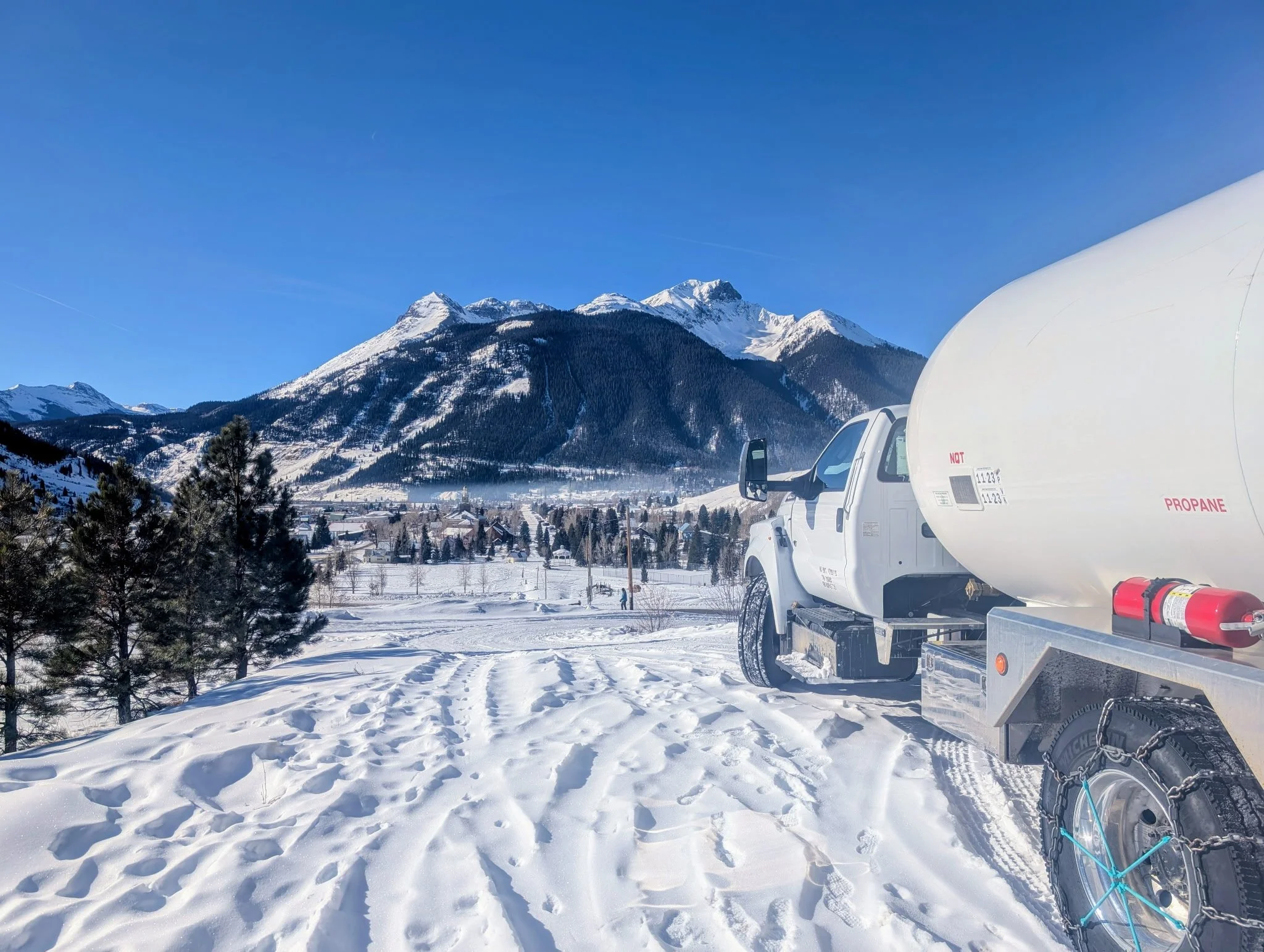 Silverton Colorado with Silverton LP Gas truck delivering propane