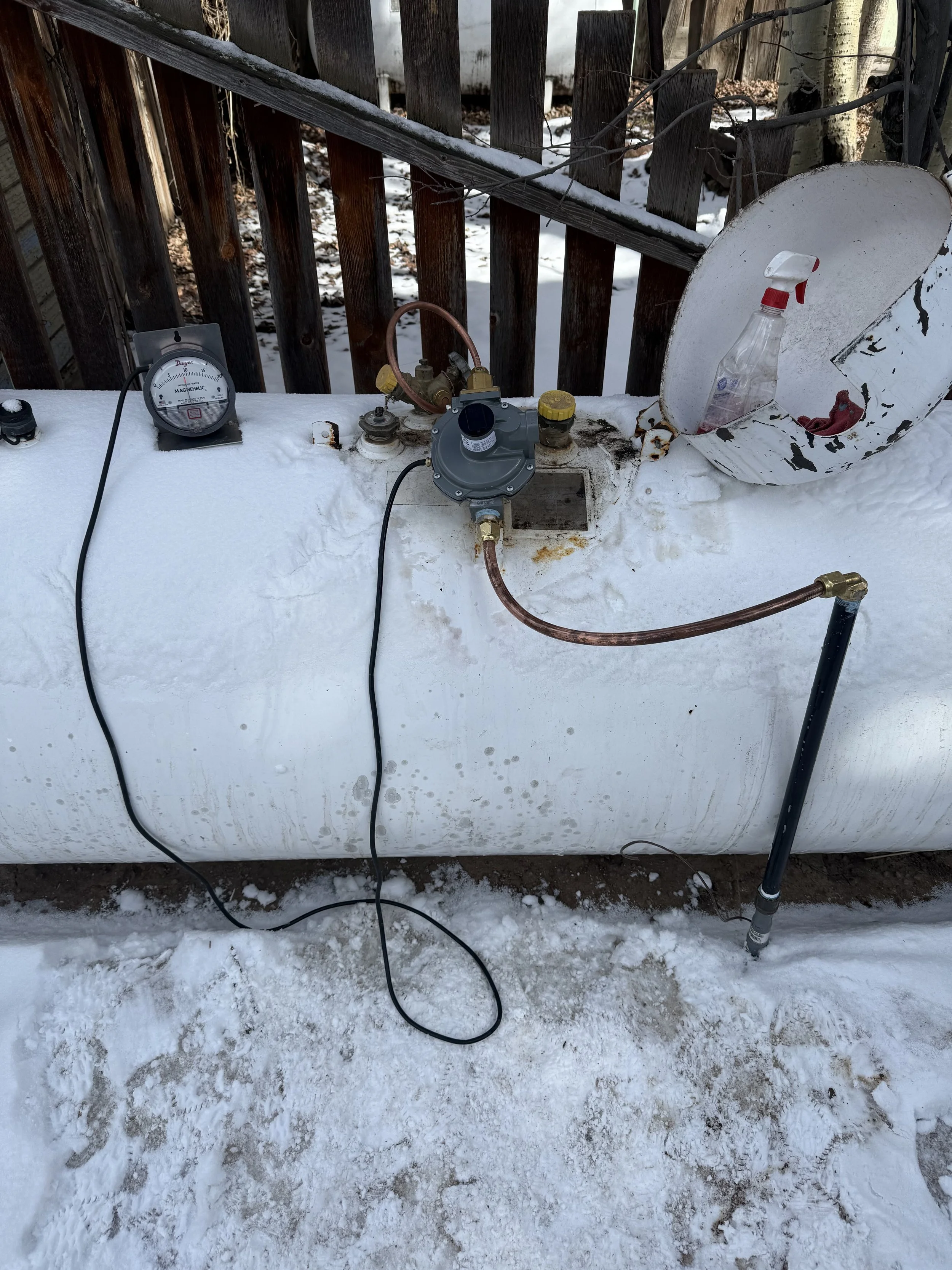 propane tank in the snow