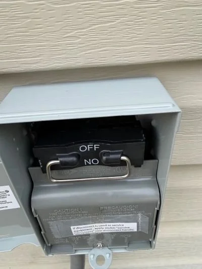 Common disconnect for an outdoor unit in the off position. unit