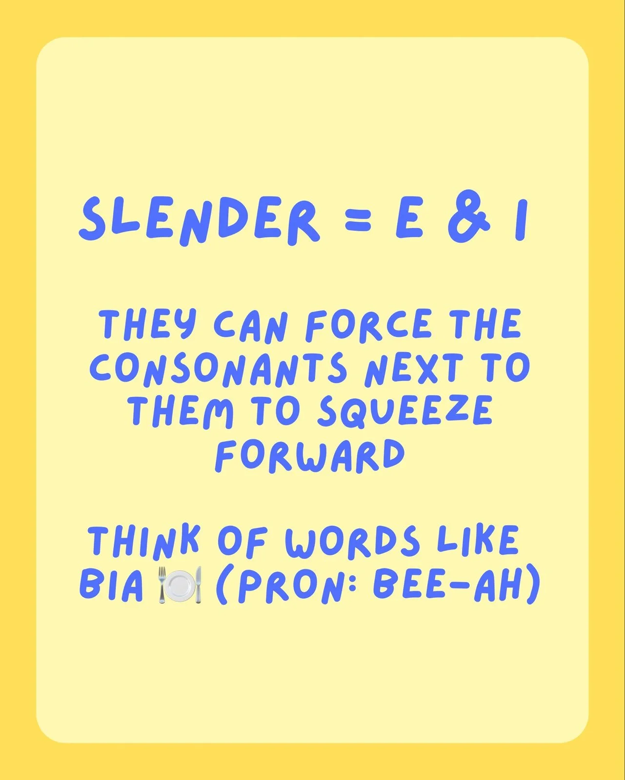 Irish alphabet - slender vowels