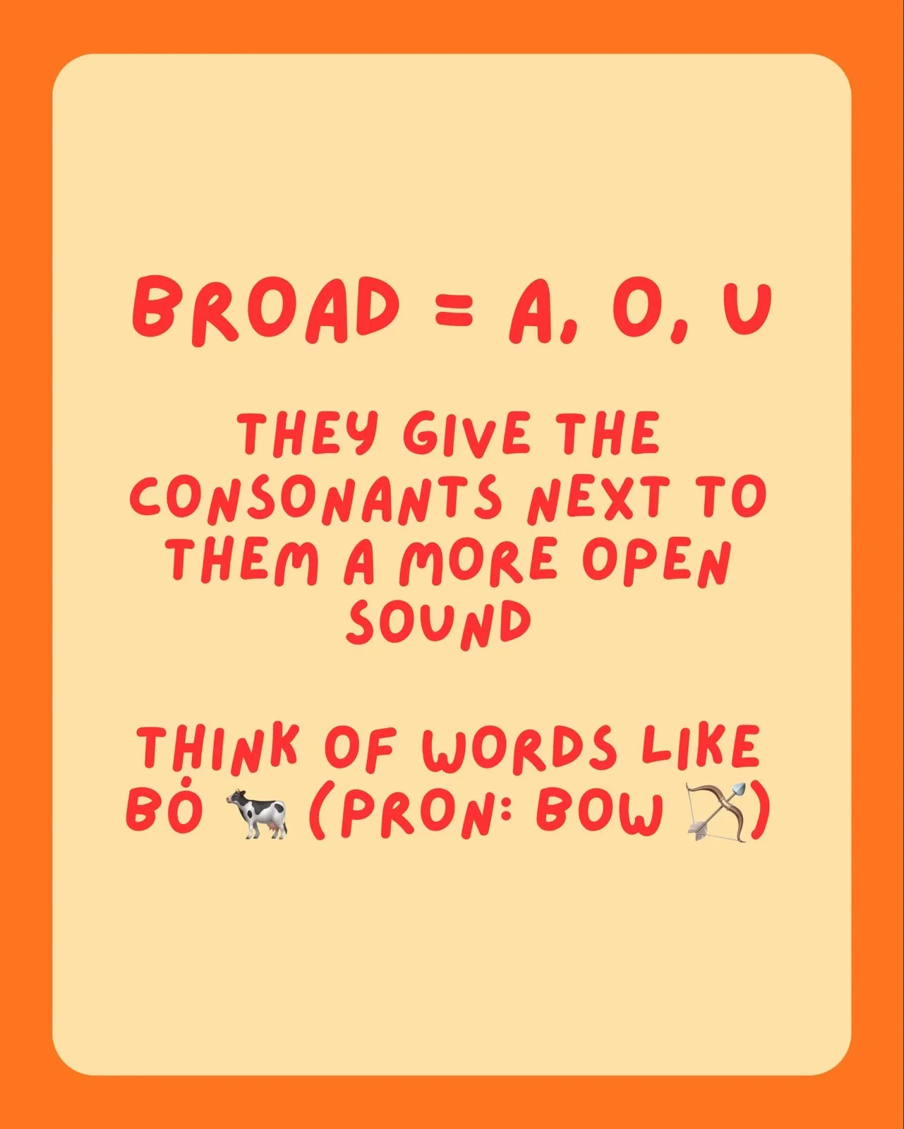 Irish alphabet broad vowels
