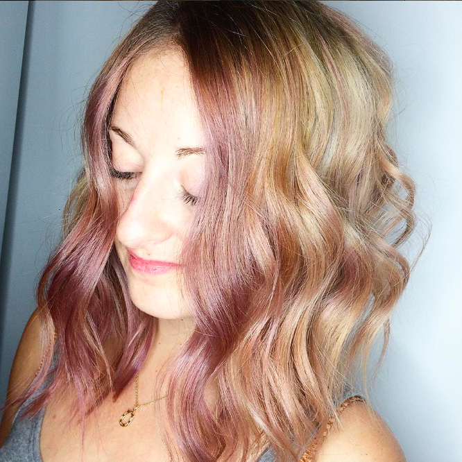 rose gold pink peekaboo color fashion alternative hair best colorist boston leanne rowe