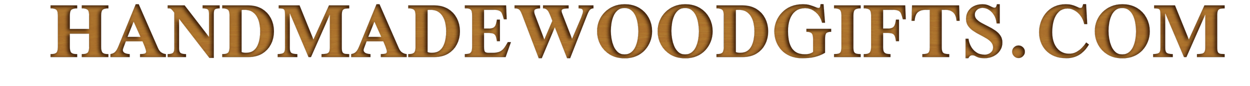 Text that reads 'HANDMADEWOODGIFTS.COM' in large, gold gradient letters on a black background.