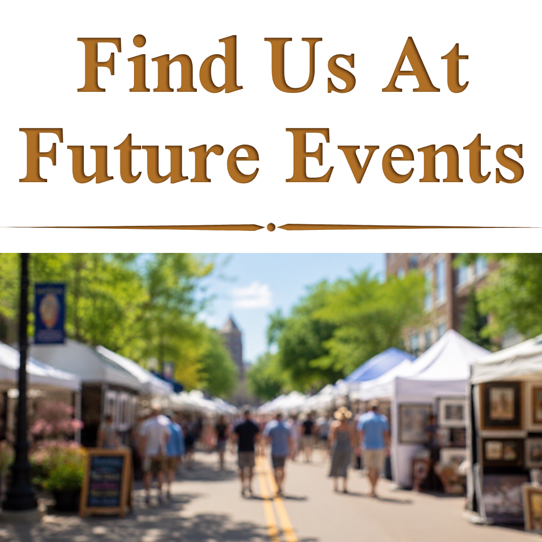 Outdoor street fair with vendor booths, tents, and people walking on a sunny day with trees lining the street