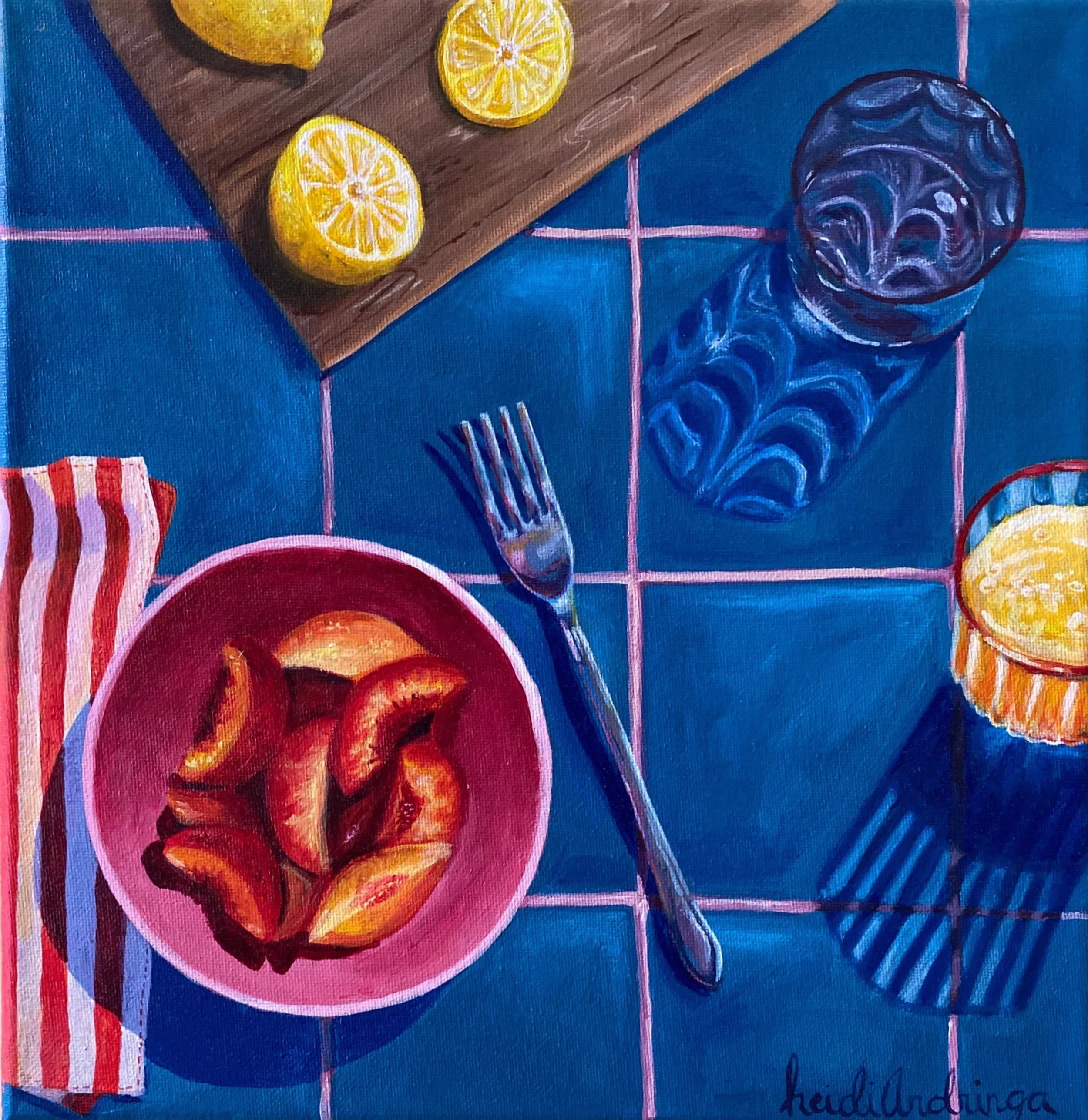 Summer Breakfast, Acrylic on Canvas, 12x12"