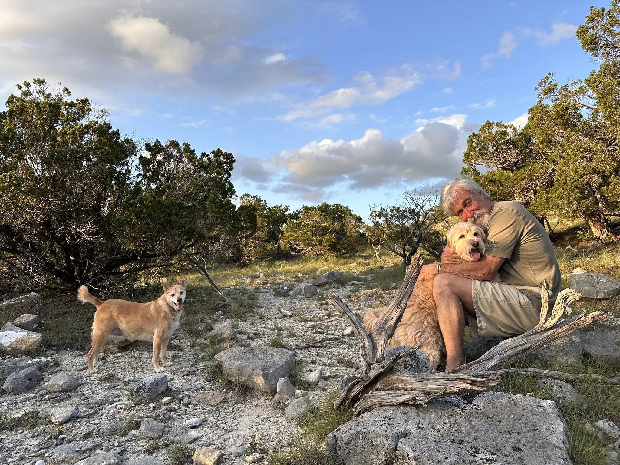 Chris Hedrick and our dogs, Bug & Tilly
