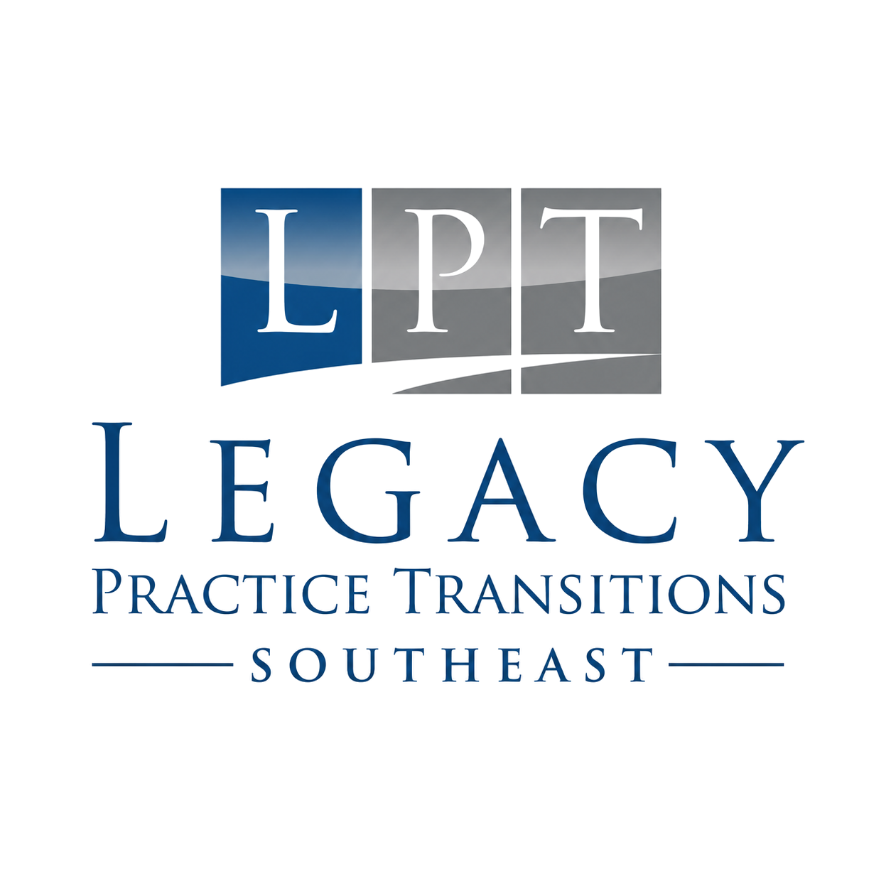 LPT Legacy logo with a stylized three-part metal emblem and blue text for practice protections and solutions.