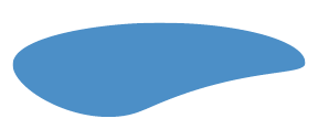An illustration of a blue, abstract water droplet shape.