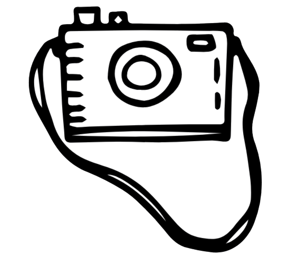 Outline of a camera with a strap.