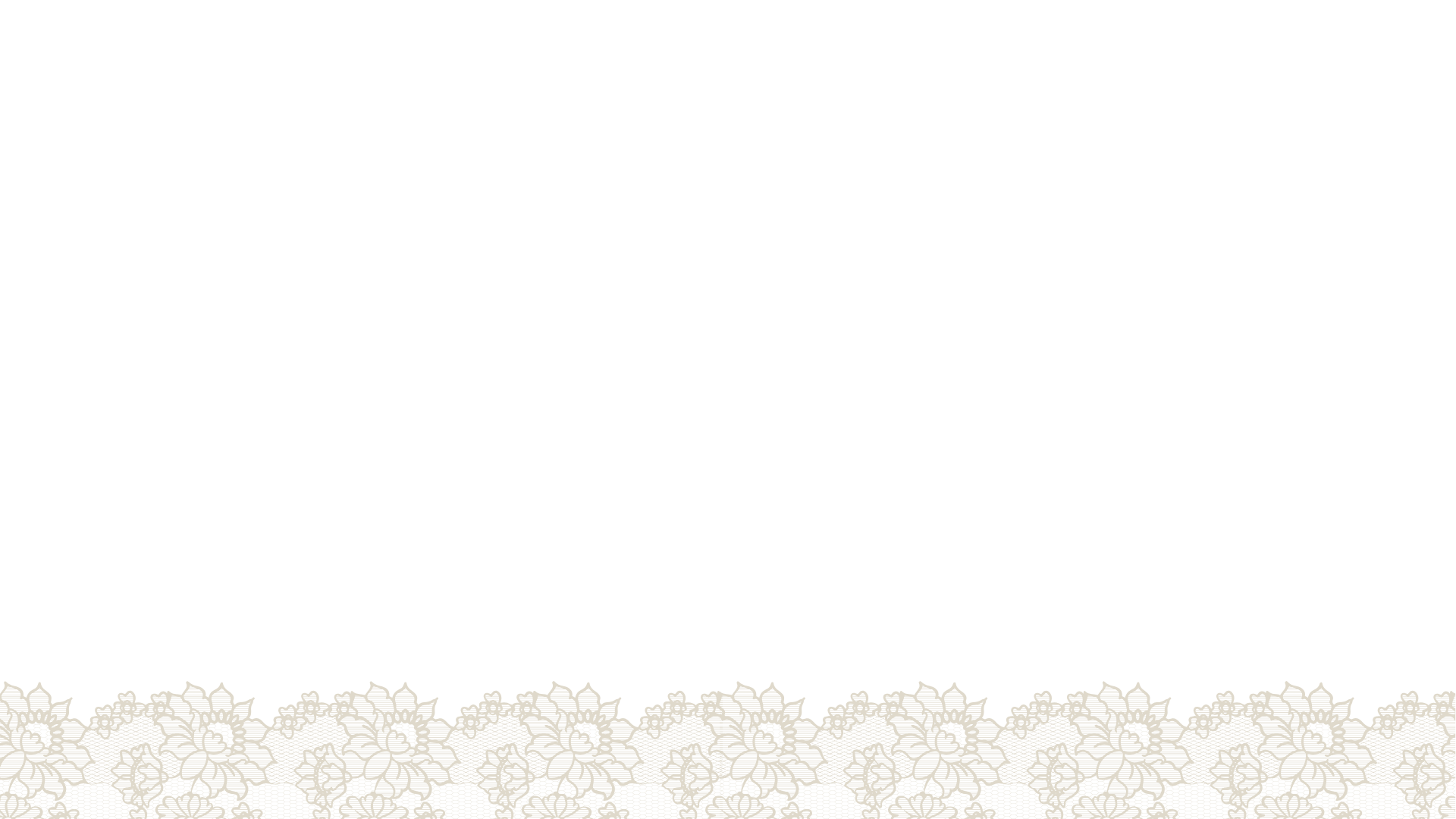 Black background with a decorative white lace border at the bottom.