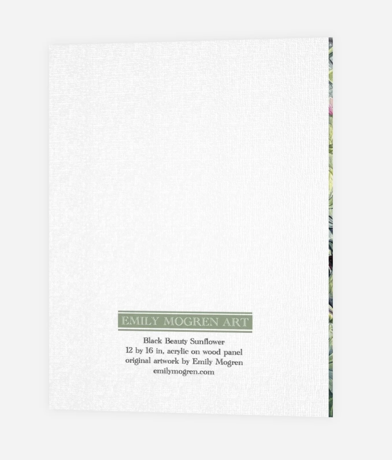 Black Beauty Sunflower CArd Back.jpeg