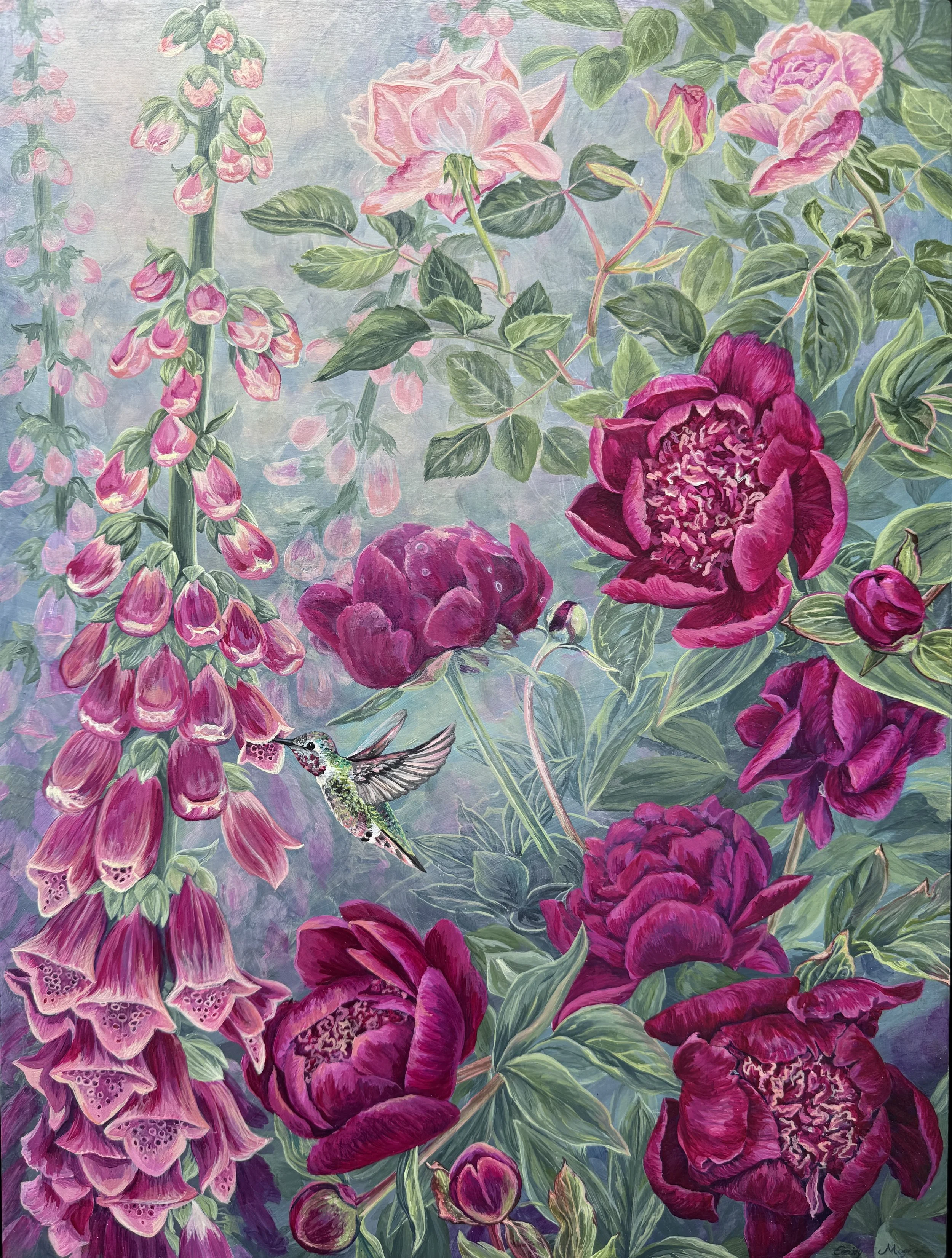 Foxglove, 12x16 inch, acrylic on wood panel, 2026