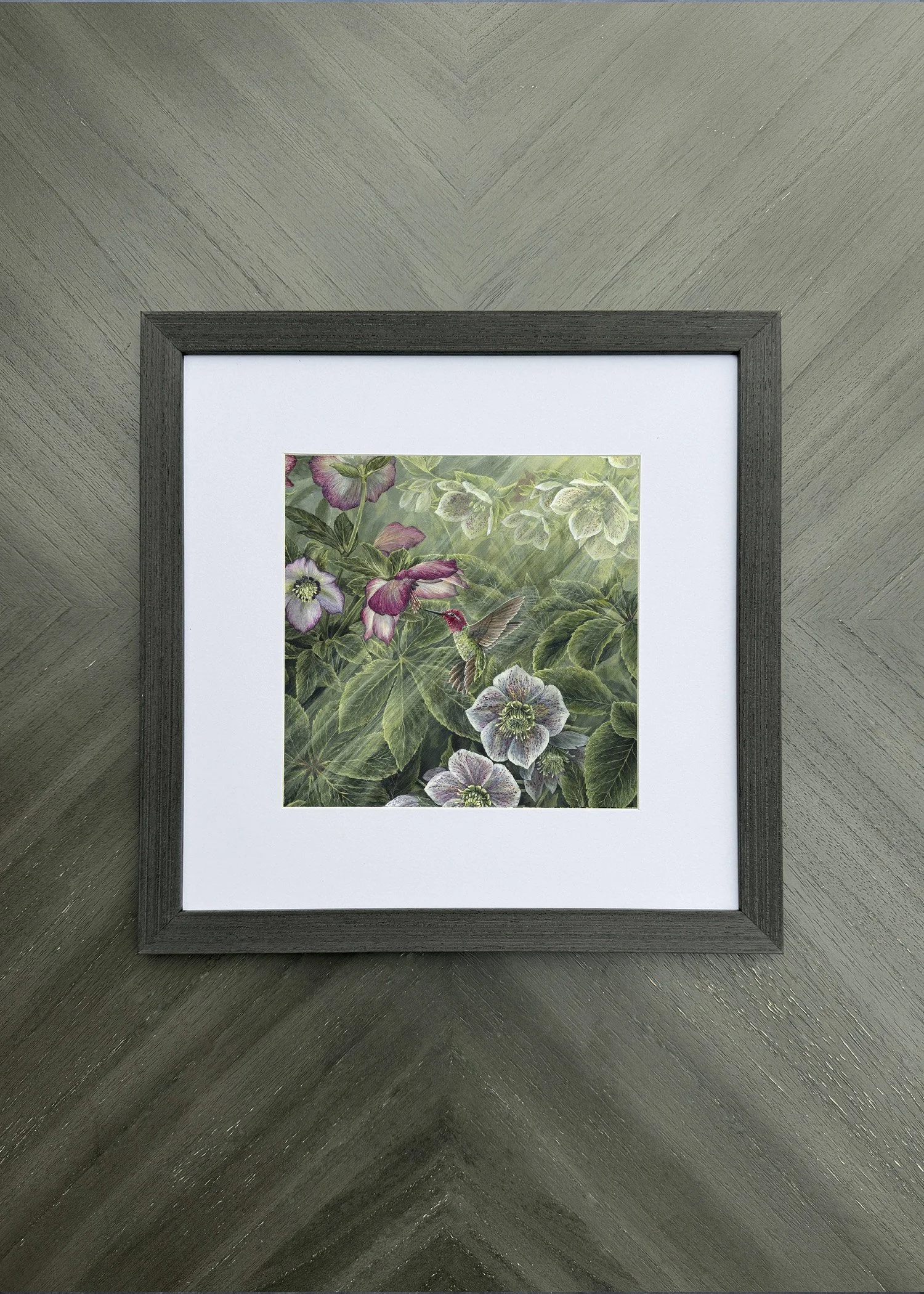 Winter Rose Print - Hummingbird 1 Detail Square Frame