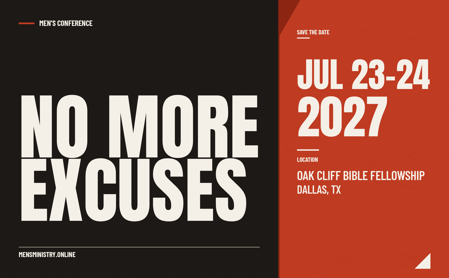 No More Excuses Men's Conference 2027
