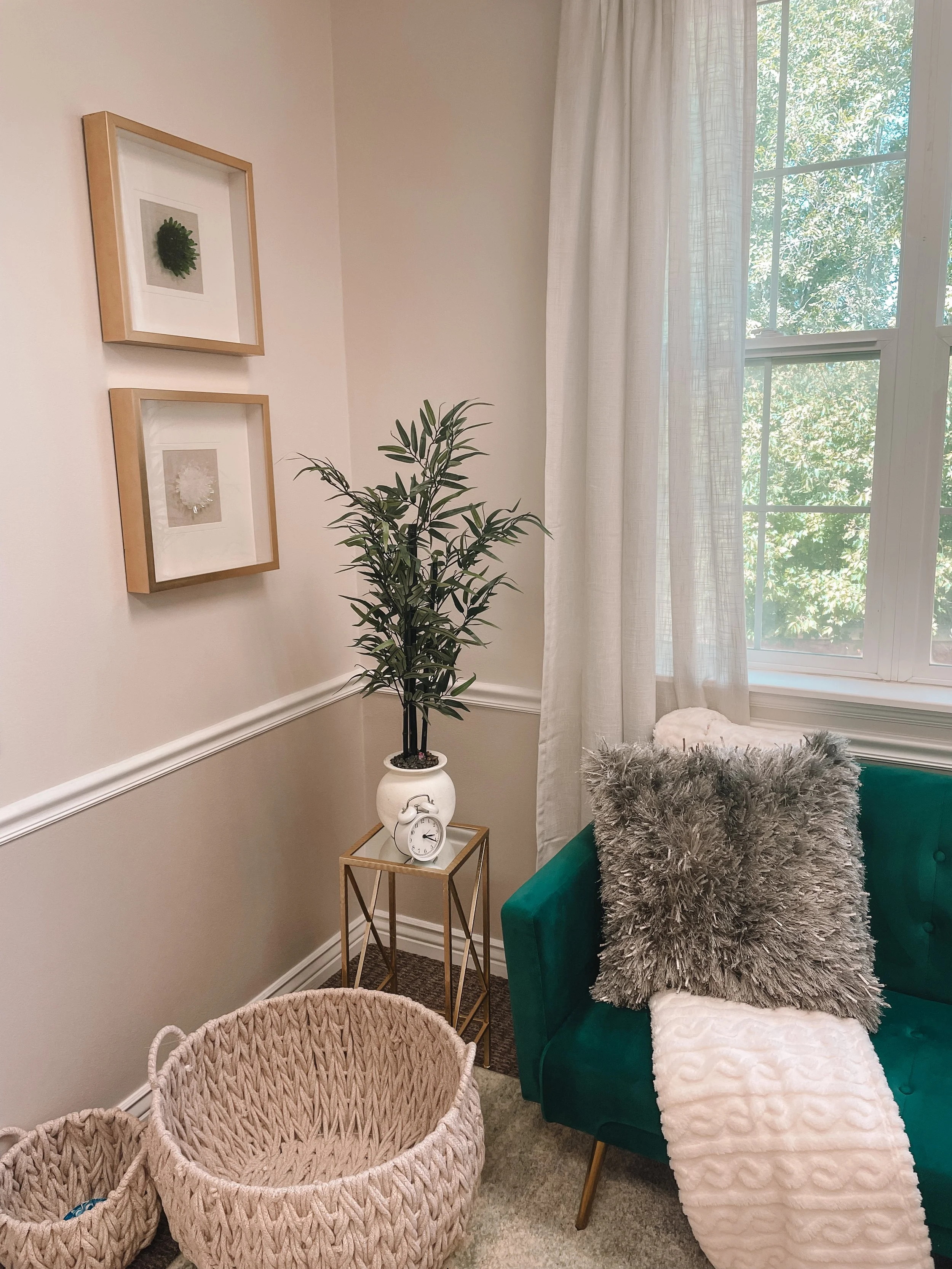 Green couch therapy office