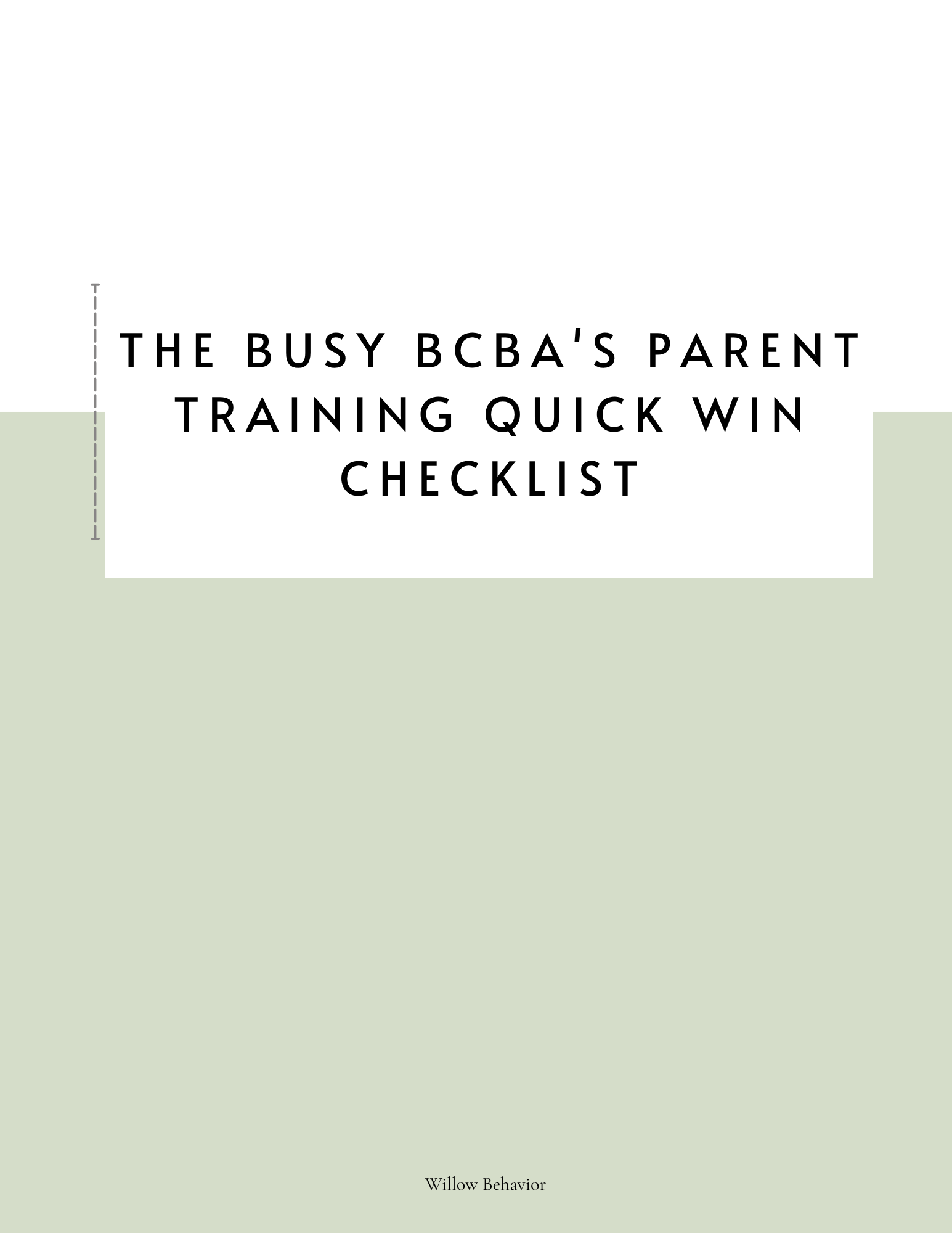 The Busy BCBA's Parent Training Quick Win Checklist