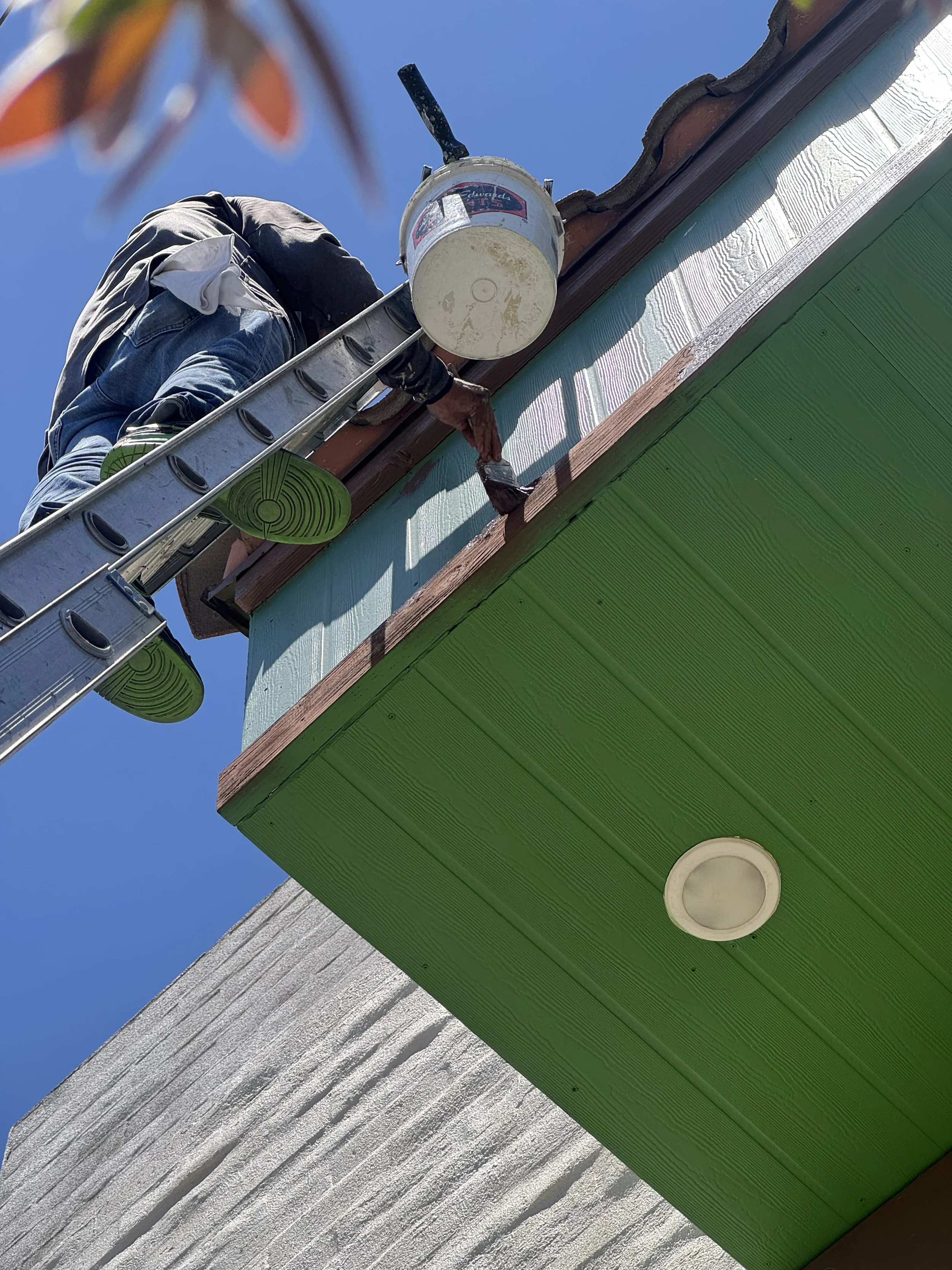 𝗔𝗙𝗧𝗘𝗥: Exterior Soffit 
𝗕𝗥𝗔𝗡𝗗: Dunn- Edwards Evershield® Flat is an ultra-premium, 100% acrylic exterior paint. LT Green color - available upon request.