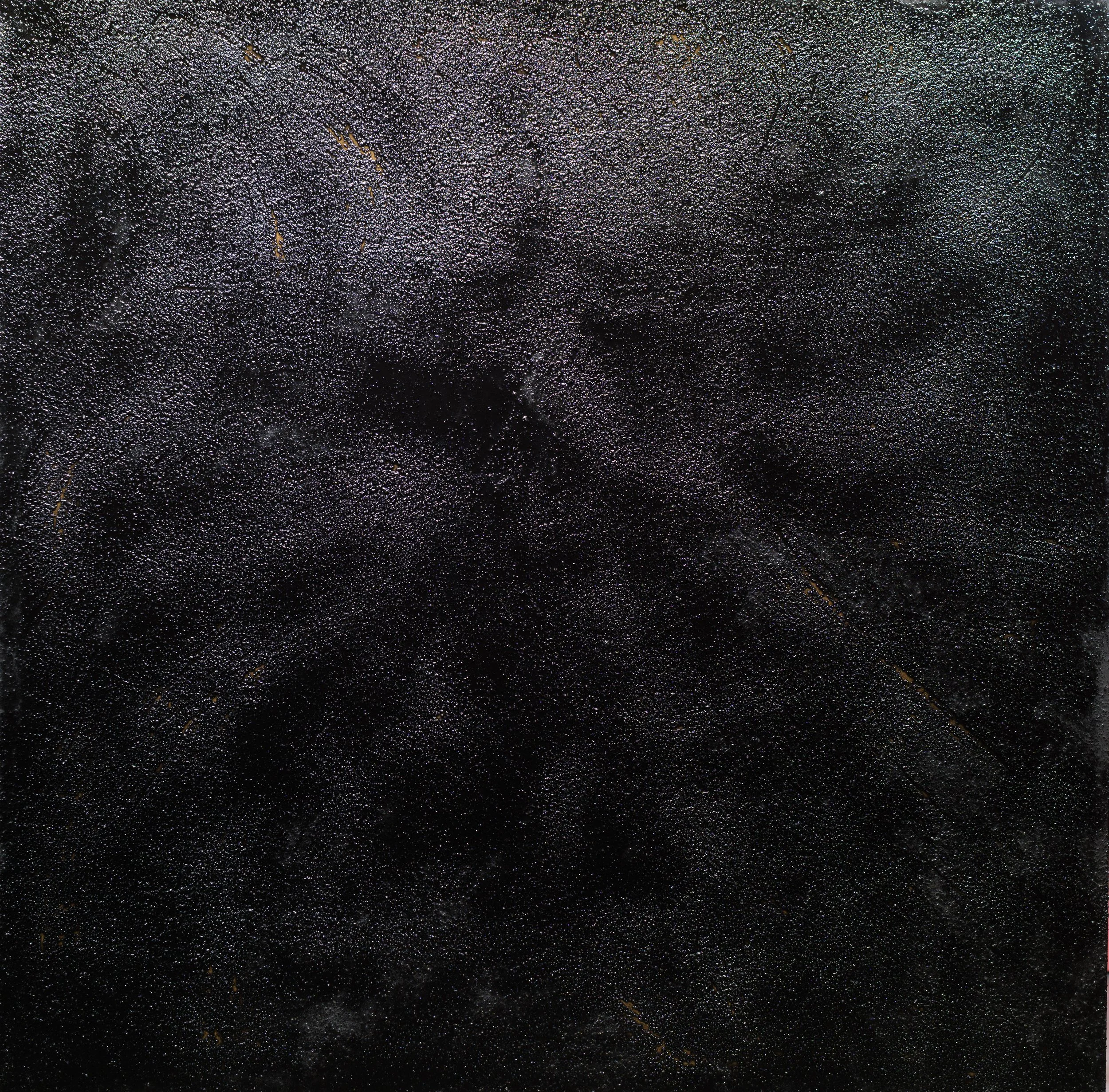 Glimmer 2025 Acrylic, Appalachian coal, mixed media on stretched canvas, 60x60 x1.5 inches