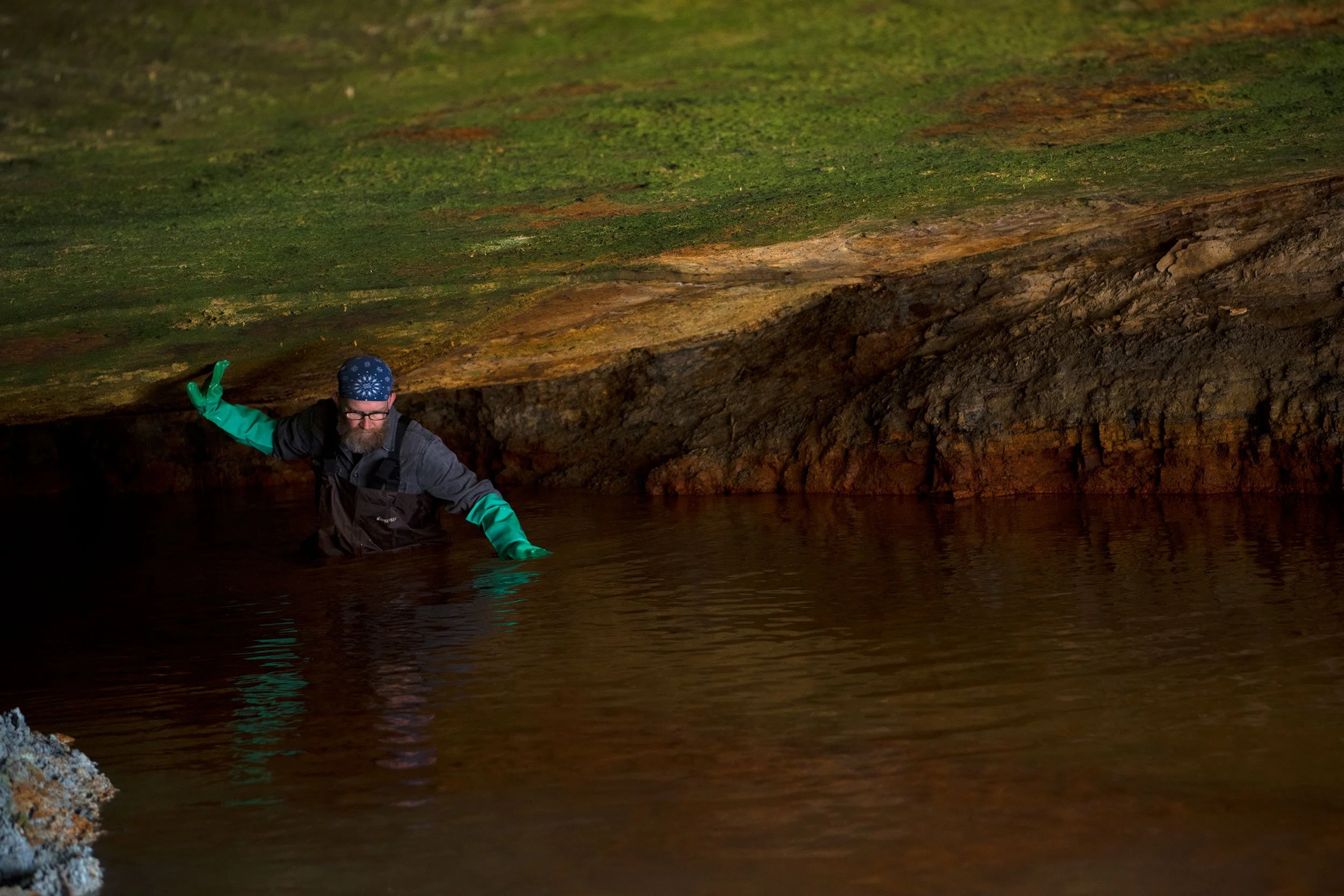 John Sabraw in Bat Gate cave.