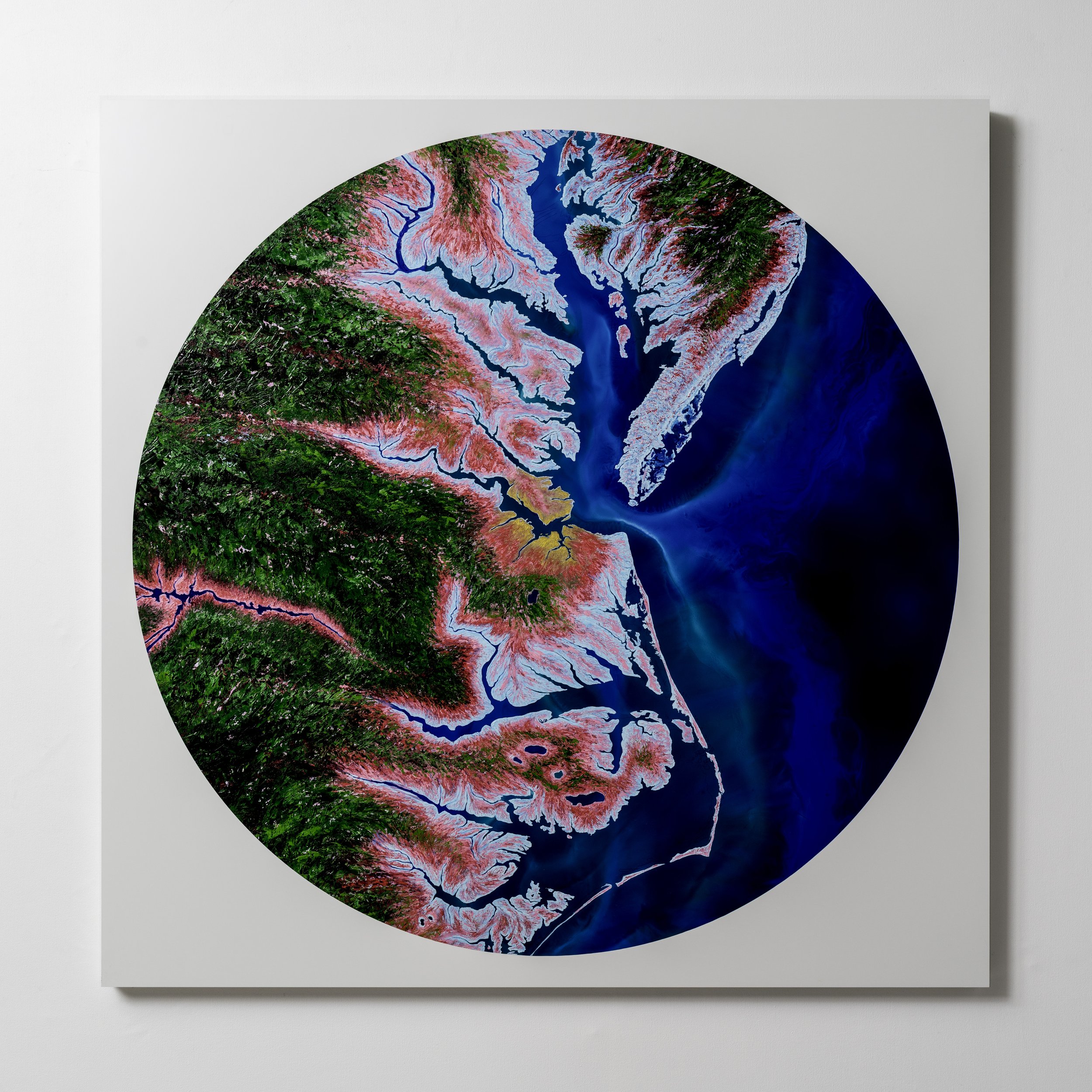 Aerial Chroma S1 1 2022 Mixed Media and AMD pigments on honeycomb aluminum panel, 44x44 inches 