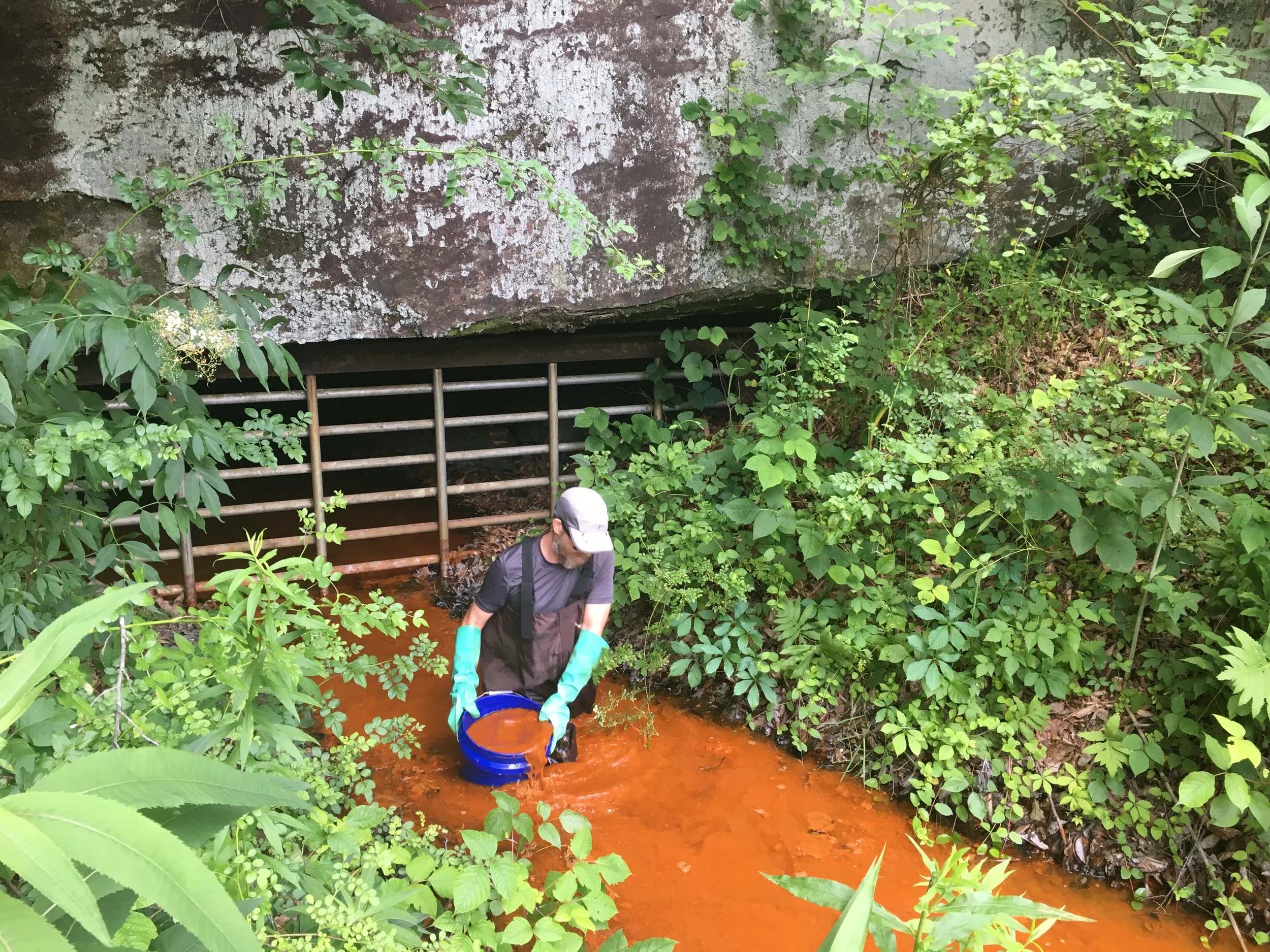 John hauling bucket at Bat Gate.