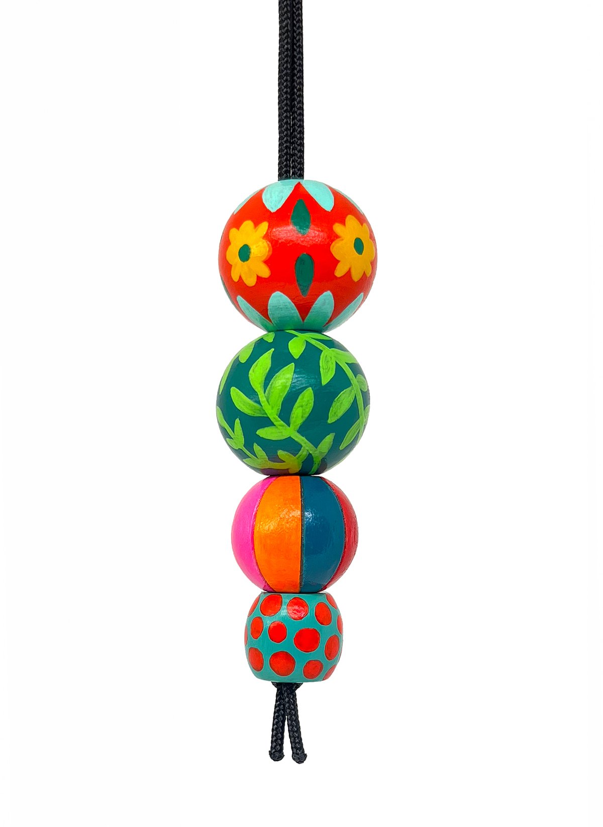Hand-Painted Bead Necklace - "Olive"