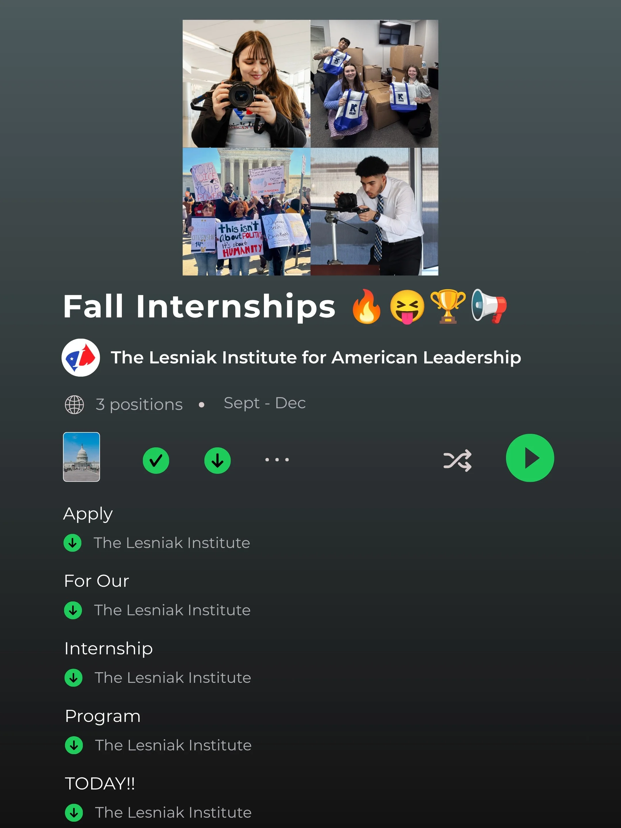 New playlist dropped just in time for our Fall 2026 Internship applications to open&mdash;what a coincidence 😉 Check out our paid &amp; hybrid internship opportunities on our website (link in bio)

⏰ Application Deadline: August 14th
🗓️ Duration: S