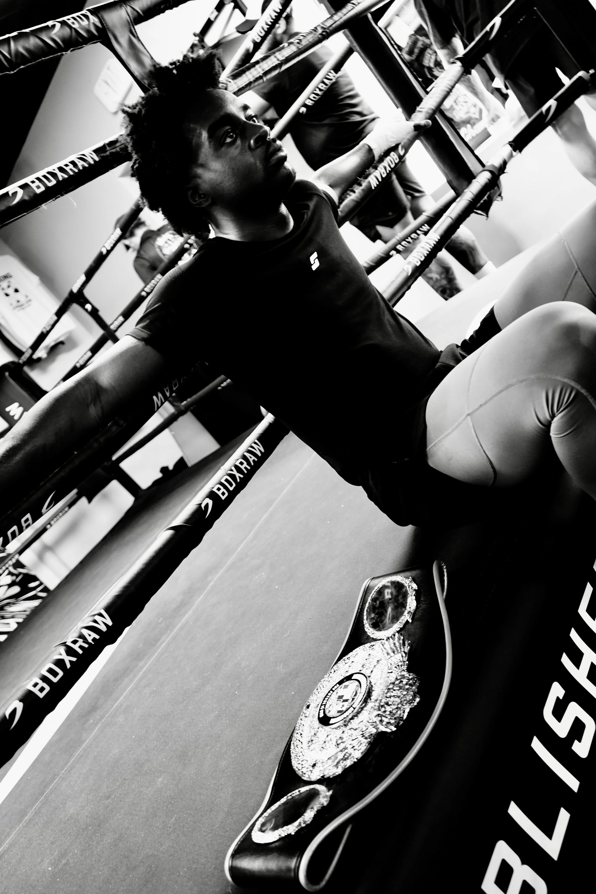 Samuel "S3" Arnold III takes a moment between rounds at Strikers Gym in Dallas, Texas.
