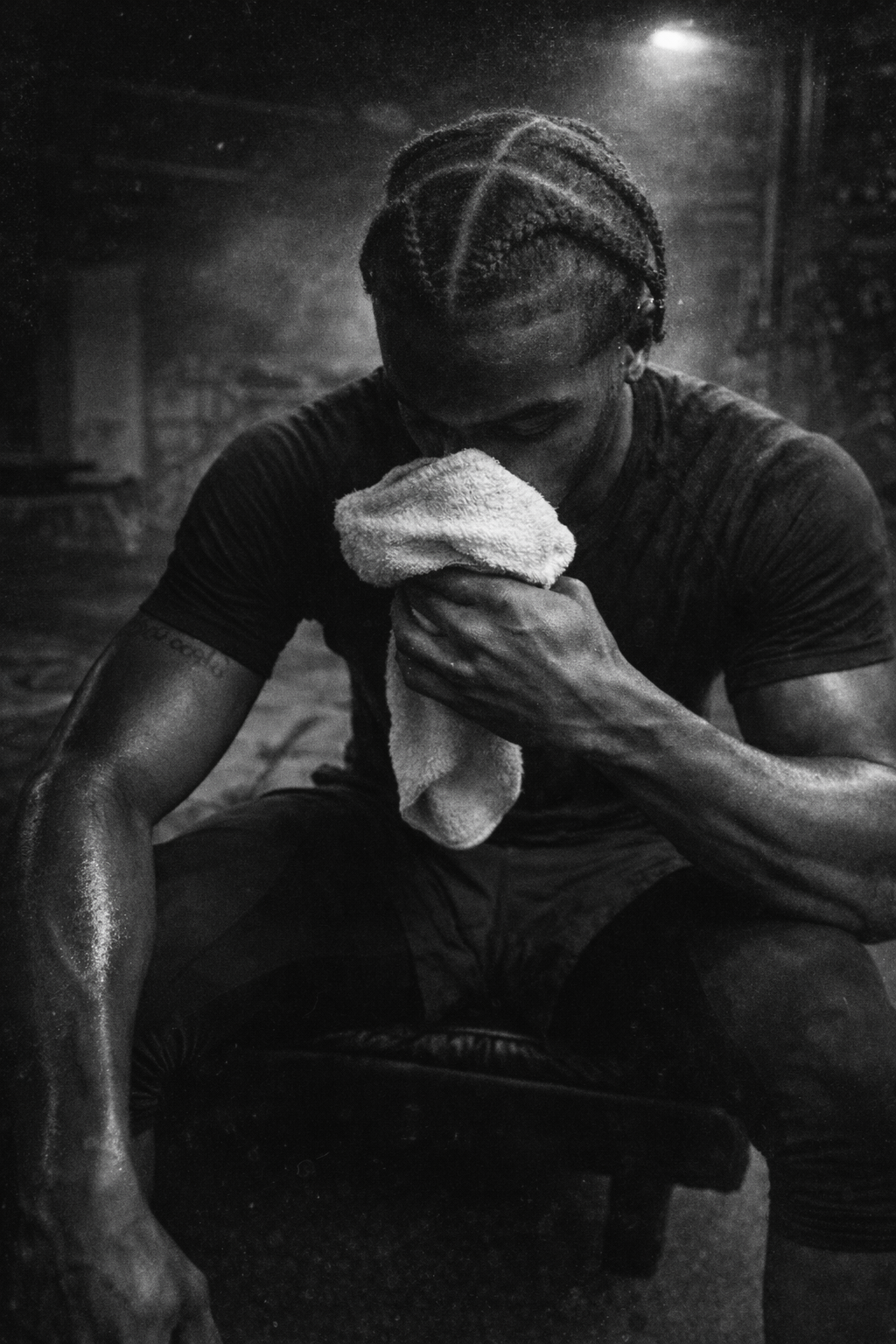 Samuel "S3" Arnold III wipes down after a training session at the Athletes Sports Development in Dallas, TX.