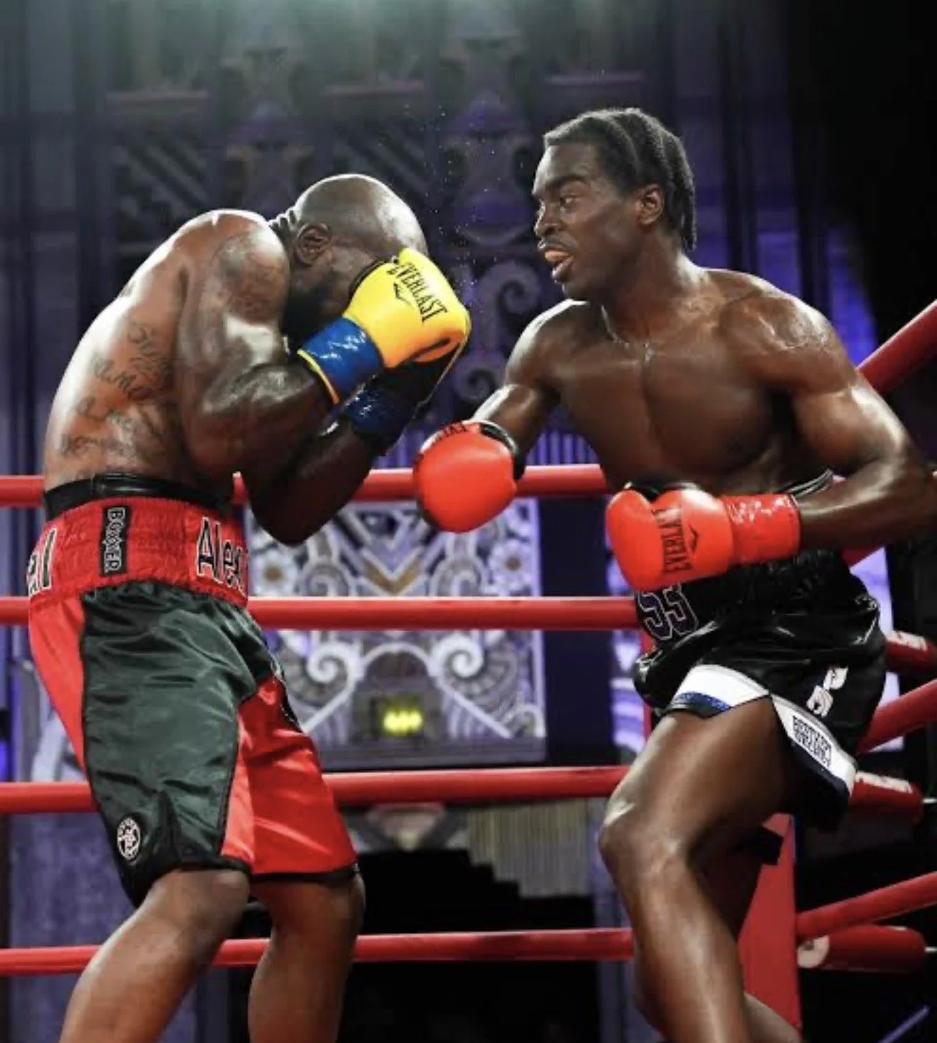Samuel "S3" Arnold III lands a punch on Vaughn Alexander during their light heavyweight bout in Pomona, California.