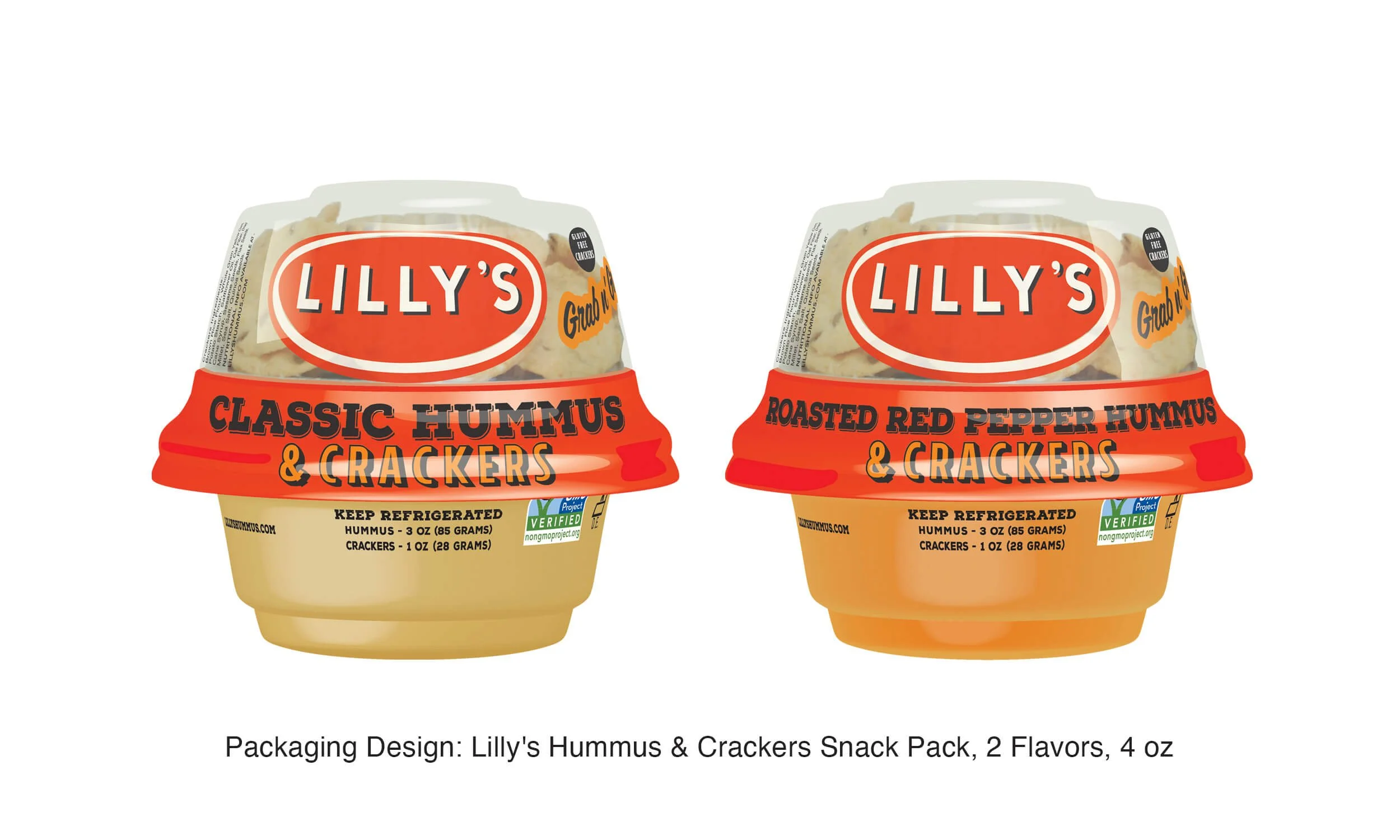 Snack Pack & Grab-and-Go Format

Designed packaging for a new gluten-free cracker-and-hummus snack format. Different substrate, different retail placement, same brand integrity.