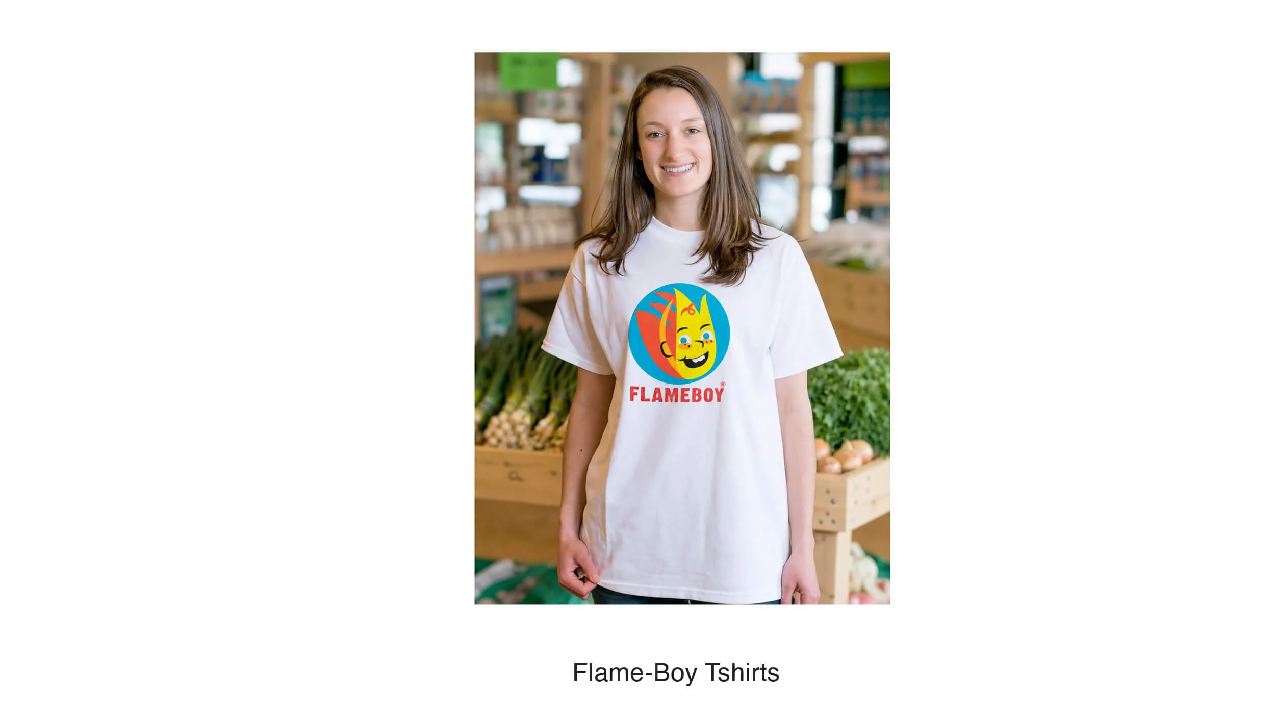 The Flameboy character translated naturally to apparel. T-shirts were hand screen printed and sold as a retail product alongside the hot sauce and salsa line, and given as swag to retailers and trade show contacts. A brand character strong enough to 