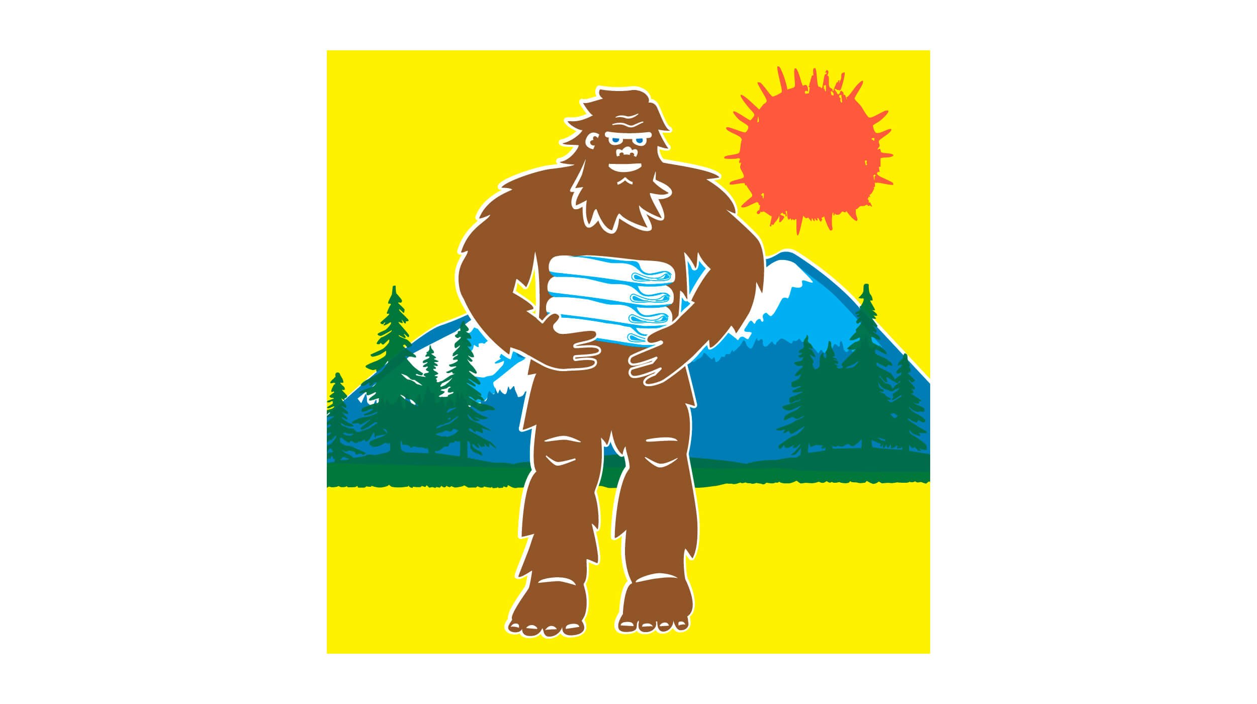 Sq'Wash the sasquatch New System mascot, printed pulpboard coaster (and business card)