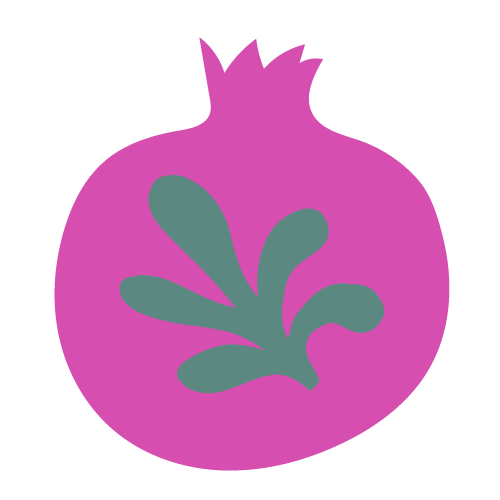Simplified illustration of a purple onion with green leaves.