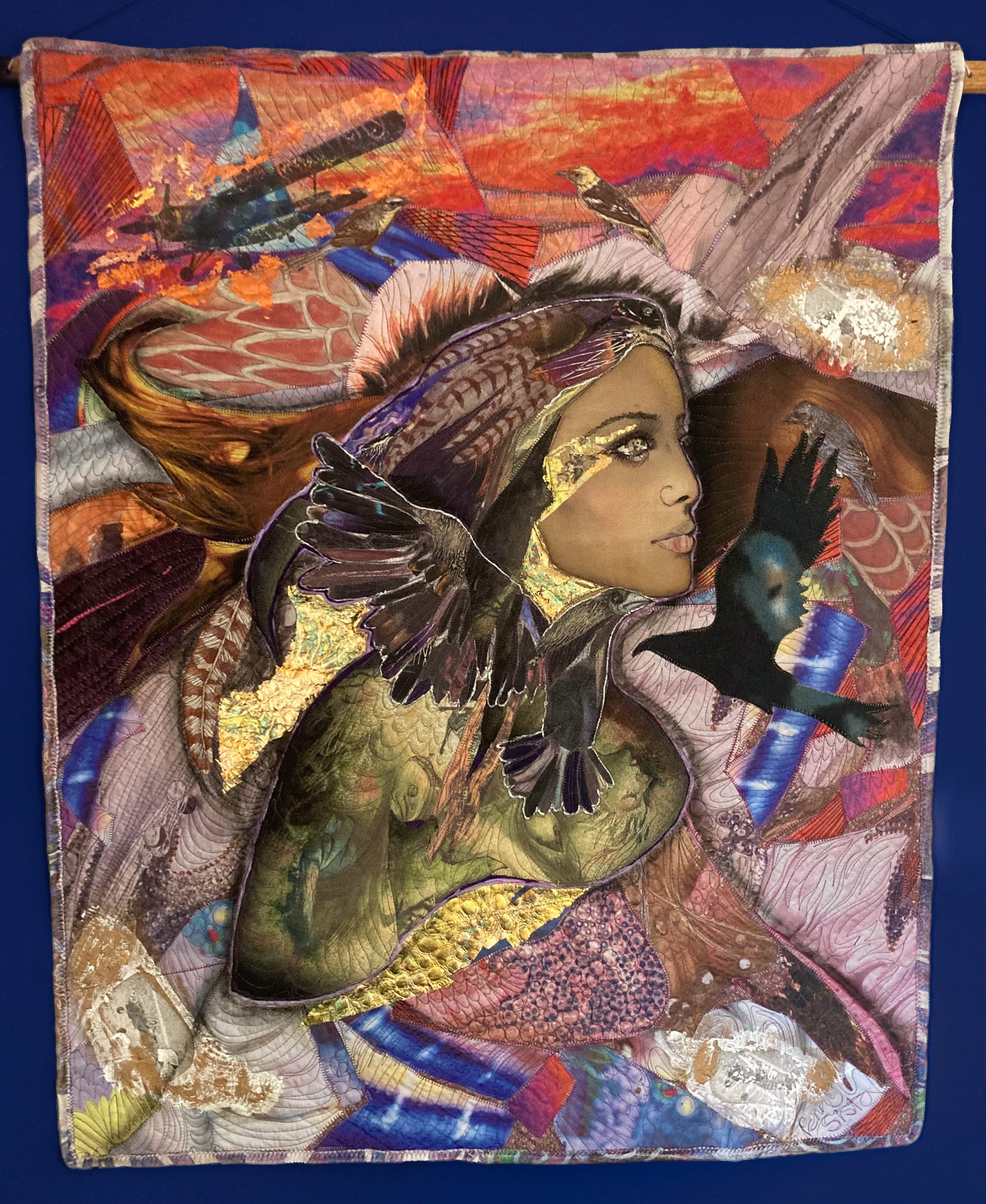 This is quilt artwork For Those Who Fly by Penny Sisto