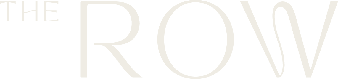 Graphic logo of the words 'The ROW' in large, white, stylized font.