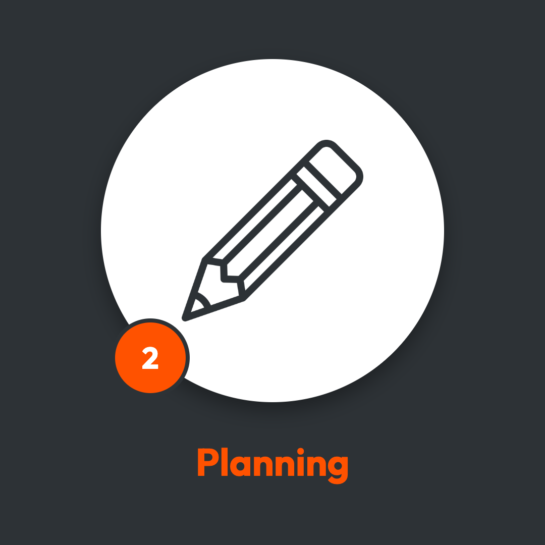 Icon of a pencil inside a circle with a red notification badge showing the number 2, and the word "Planning" below