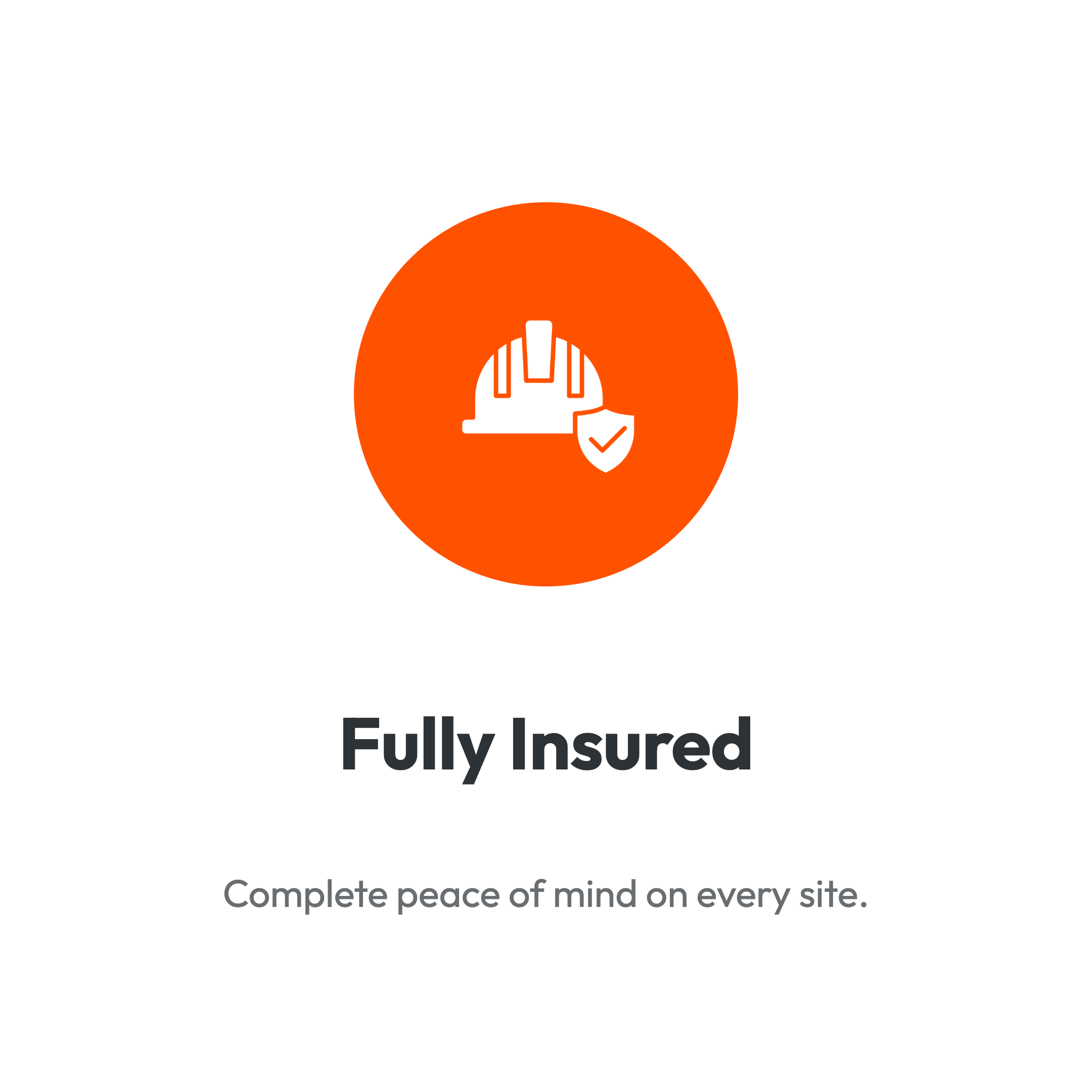 An icon of a vacuum cleaner inside an orange circle with a shield and check mark, indicating full insurance coverage.