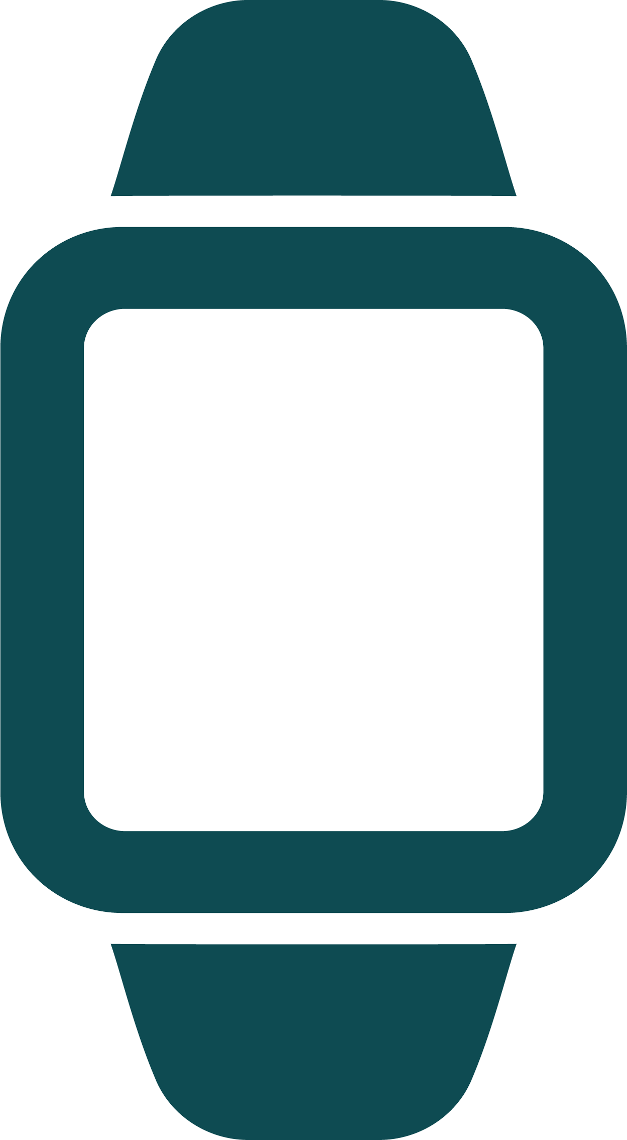 Minimalist illustration of a smartwatch with a dark screen and a strap.